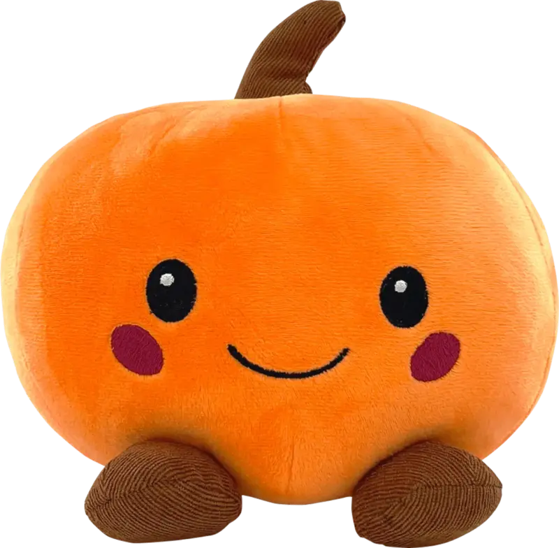 Dekorieren & Einrichten Plüschkürbis sitzend mit Beinchen & Gesicht, orange-braun