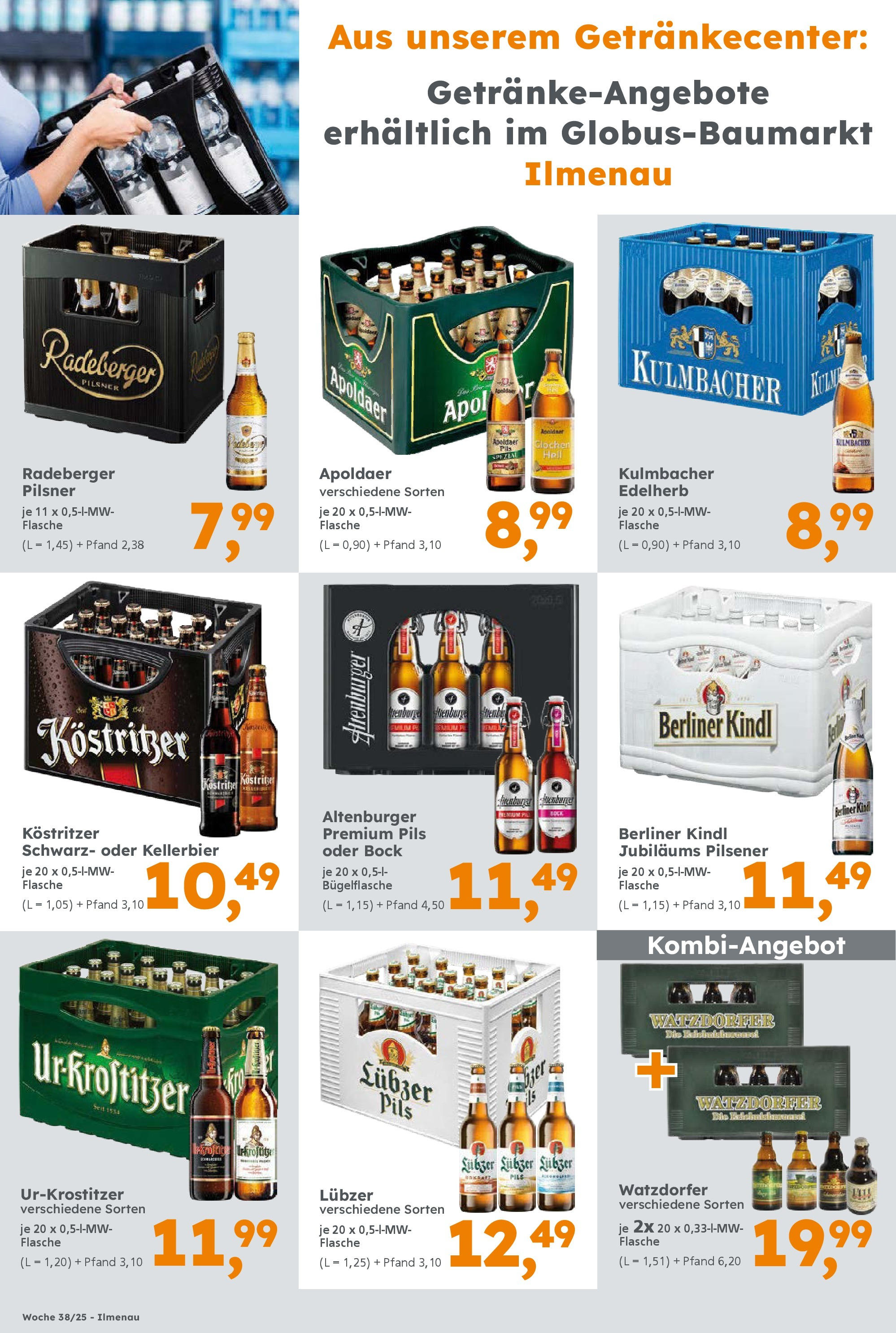 Globus Baumarkt prospekt Ilmenau (ab 14.09.2025) zum Blättern | Seite: 16 | Produkte: Berliner, Kostritzer, Pils, Lubzer Globus Baumarkt prospekt Ilmenau (ab 14.09.2025) zum Blättern | Seite: 16 | Produkte: Berliner, Kostritzer, Pils, Lubzer