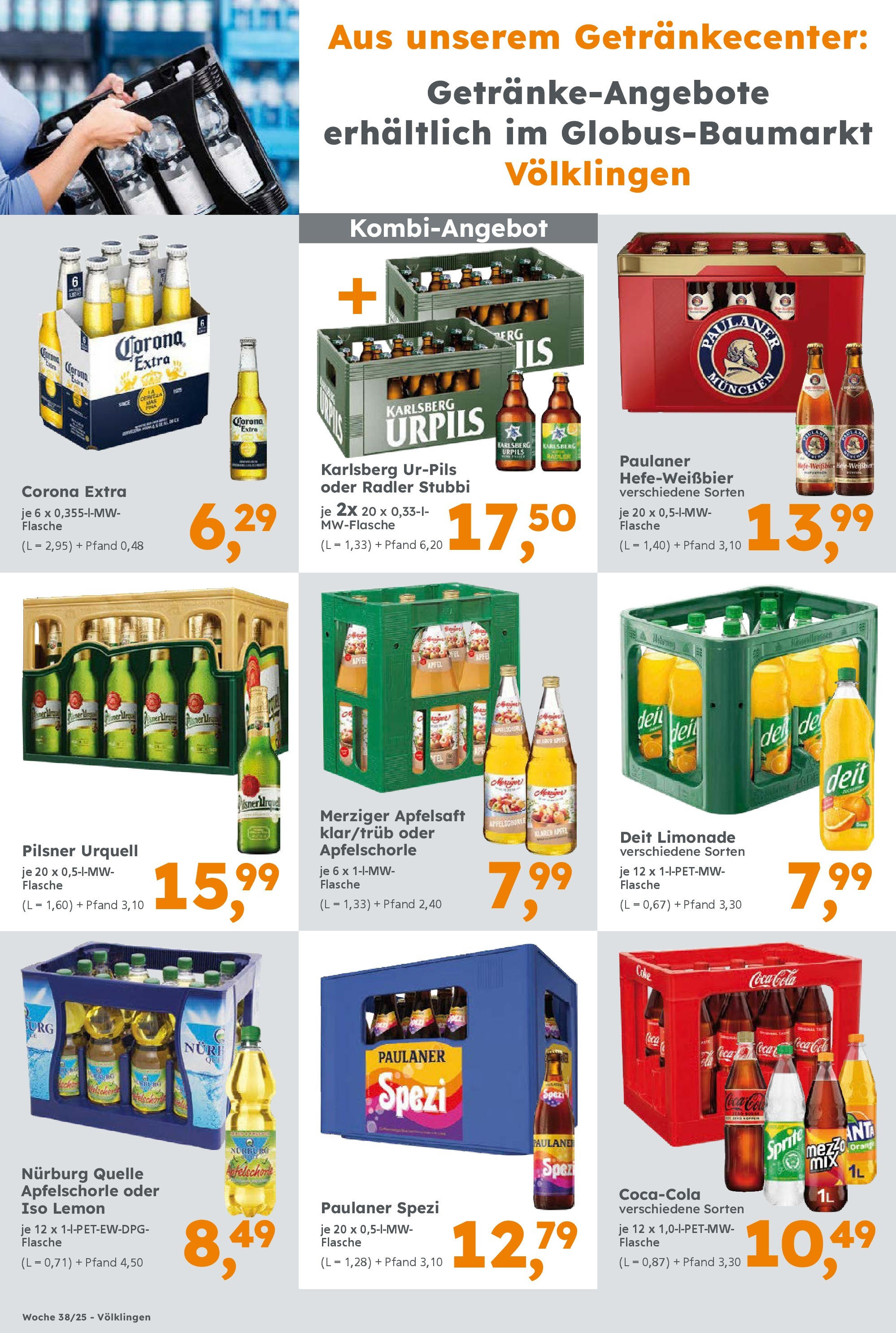 Globus Baumarkt prospekt Saarbrücken	 (ab 14.09.2025) zum Blättern | Seite: 16 | Produkte: Cola, Äpfel, Limonade, Radler