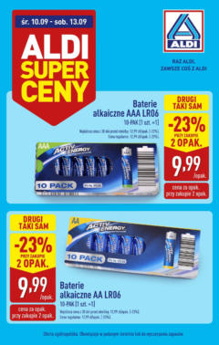 Pogląd oferty "Aldi Gazetka - Promocja baterie" - ważna od 10.09.2025
