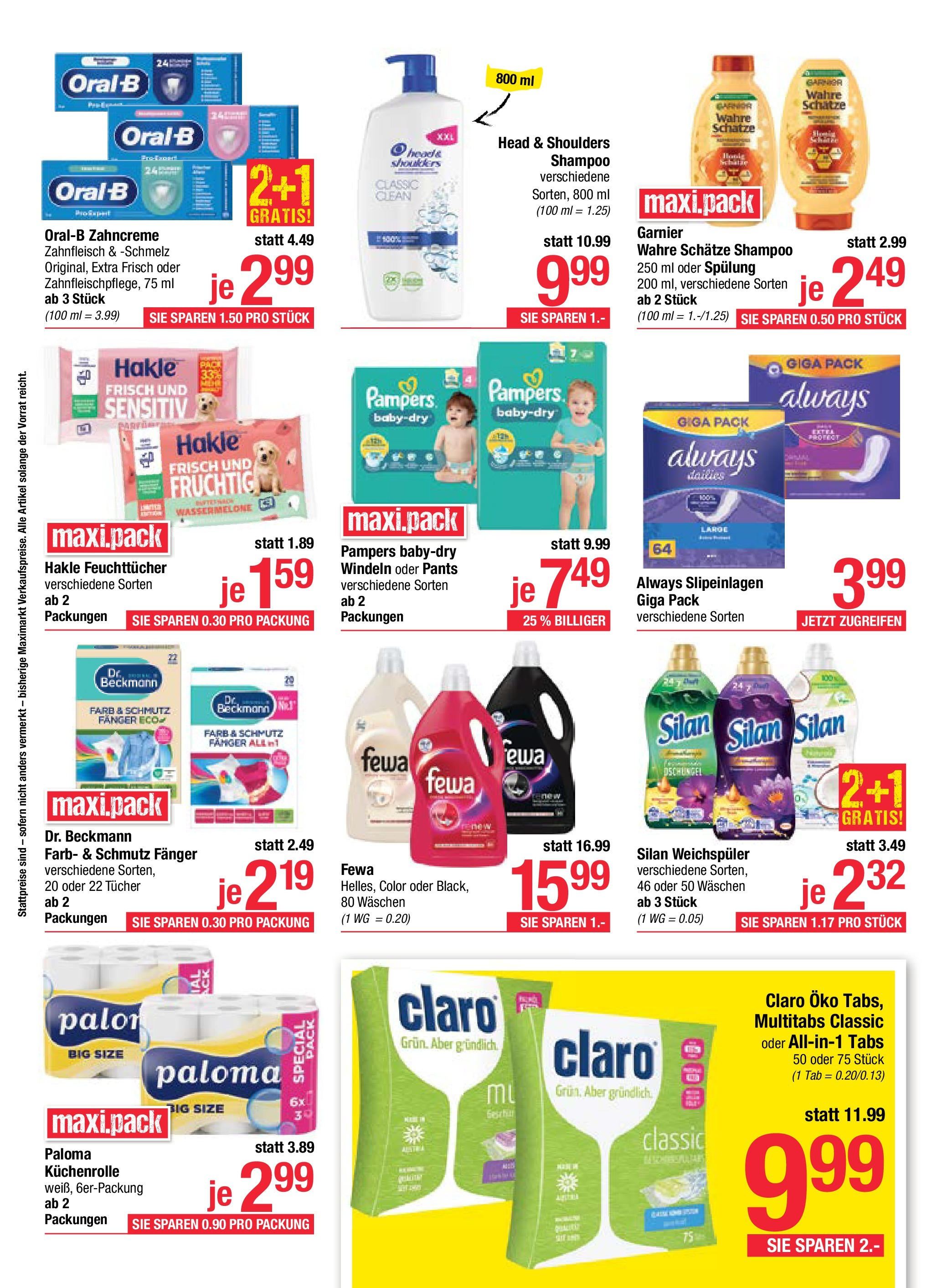 Maximarkt Anif, Vöcklabruck von 15.09.2025 - Aktuelle Angebote | Seite: 16 | Produkte: Wassermelone, Pampers, Shampoo, Weichspüler