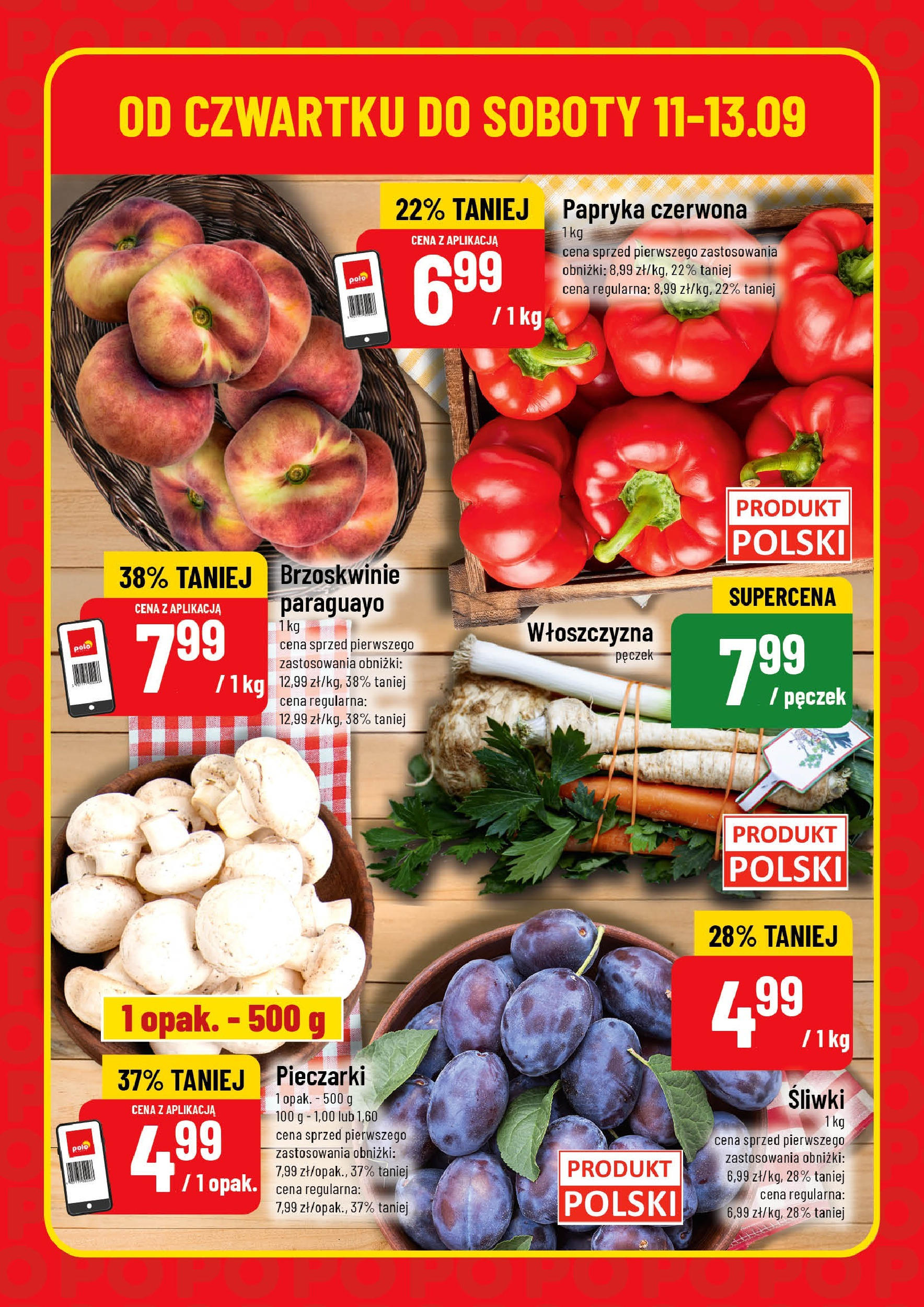 POLOmarket gazetka od jutra (11.09.2025) - Nowa PDF | Strona: 6 | Produkty: Pieczarki, Papryka, Śliwki, Papryka czerwona