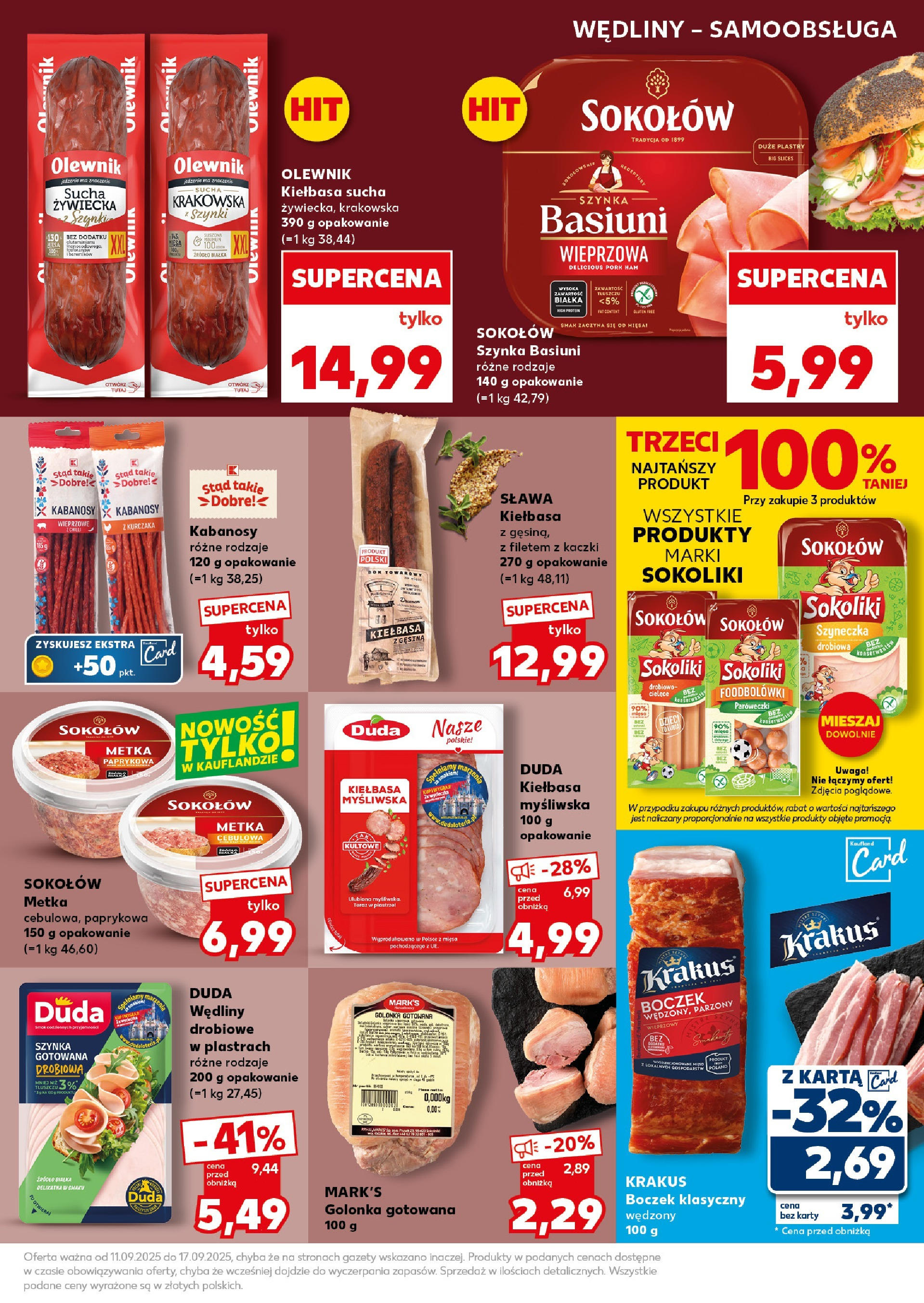 Kaufland - Kaufland Super Sobota ważne do 13.09 od 12.09.2025 - od jutra PDF | Strona: 19 | Produkty: Kiełbasa, Karta, Myśliwska, Szynka