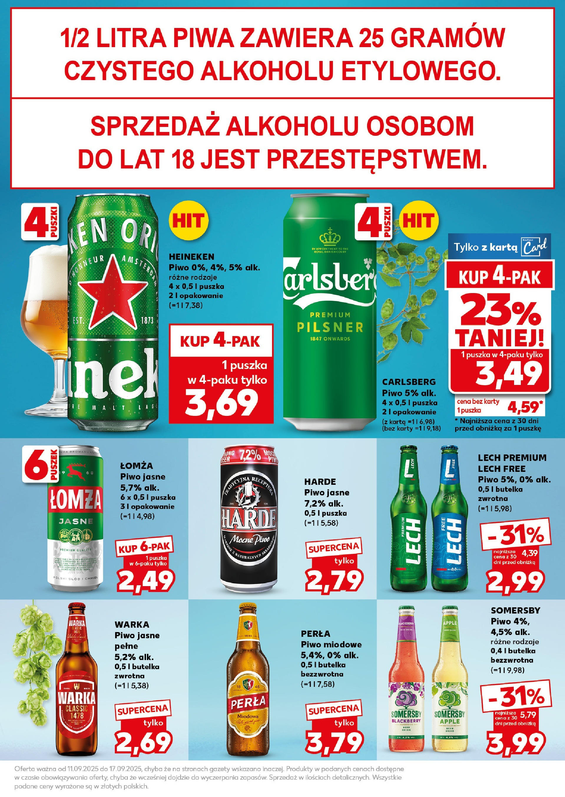 Kaufland - Kaufland Super Sobota ważne do 13.09 od 12.09.2025 - od jutra PDF | Strona: 23 | Produkty: Karta, Piwo, Somersby, Heineken
