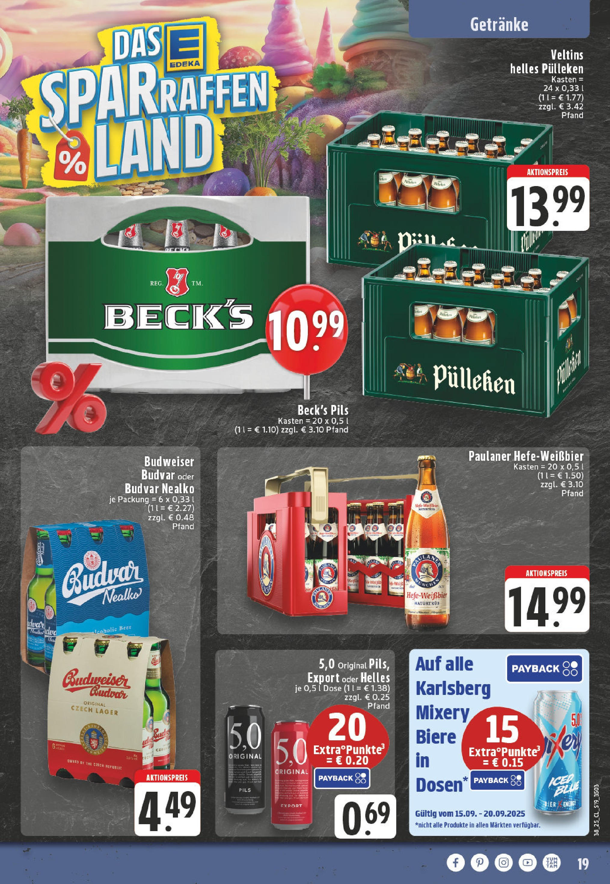 Edeka prospekt Meerbusch	 (ab 14.09.2025) » Angebote Online | Seite: 21 | Produkte: Helles pulleken, Pils, Budweiser, Paulaner