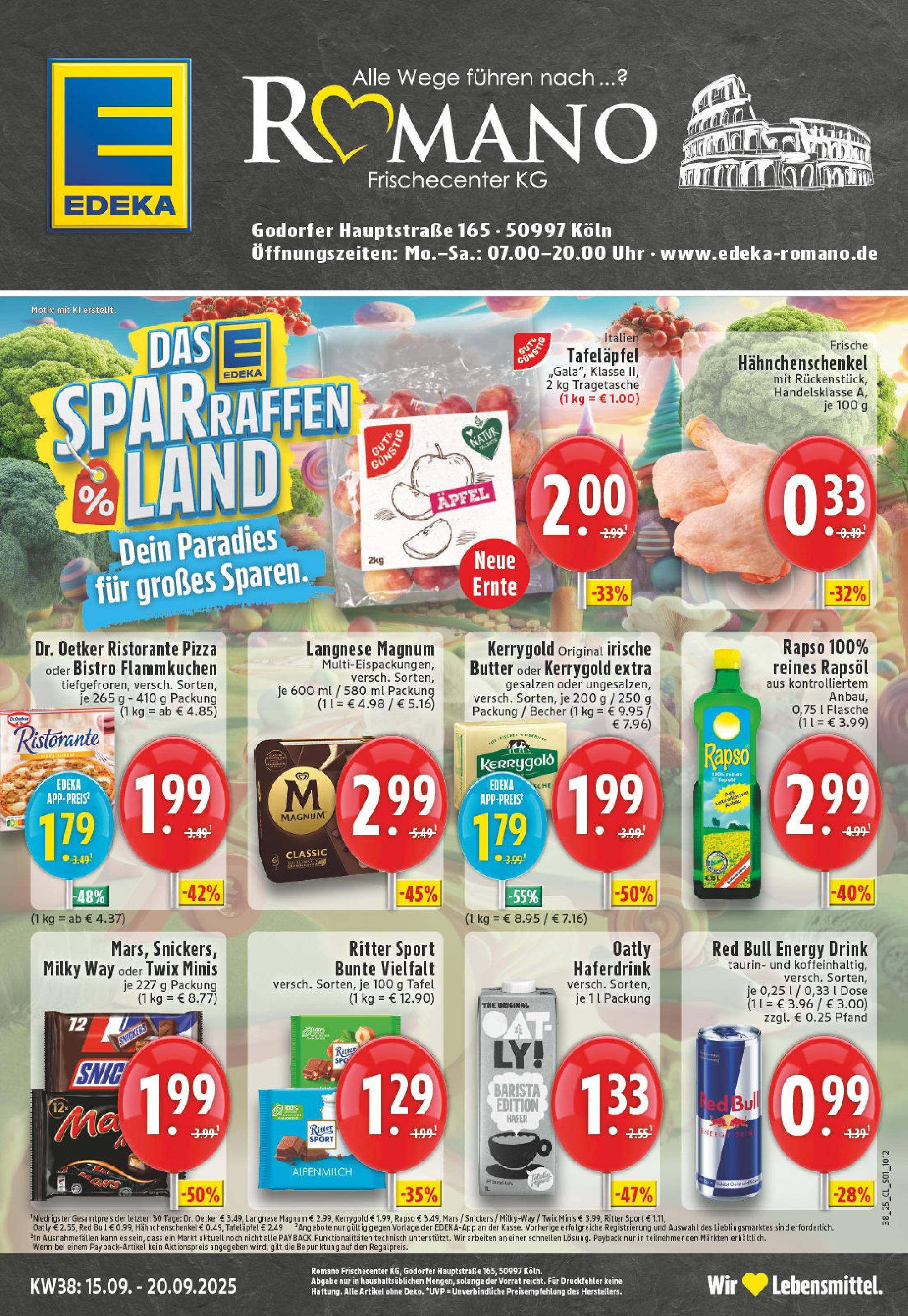Edeka prospekt Köln-Godorf	 (ab 14.09.2025) » Angebote Online | Seite: 1 | Produkte: Red bull, Ritter sport, Oatly, Uhr