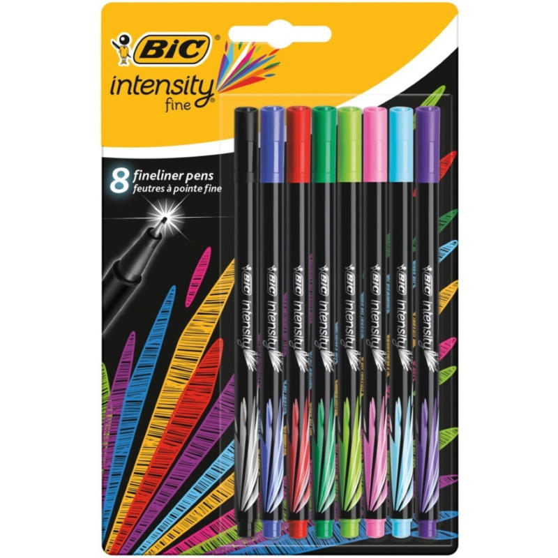 Fineliner Intensity, set 8 bucati, multicolor, Bic