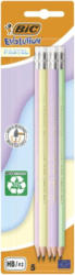 Set 5 creioane grafit cu radiera BIC Evolution Pastel