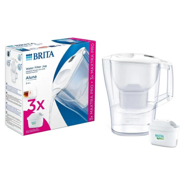 Starter pack Cana filtranta Aluna 2.4 L (Alb) + 3 filtre Maxtra PRO