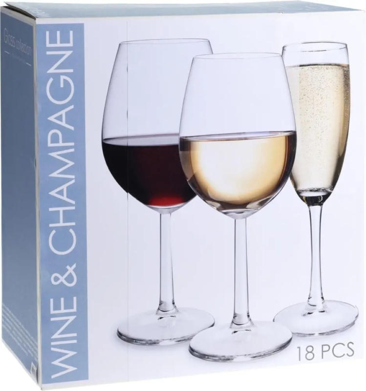 Set 18 pahare Excellent Houseware, sticla, Transparent