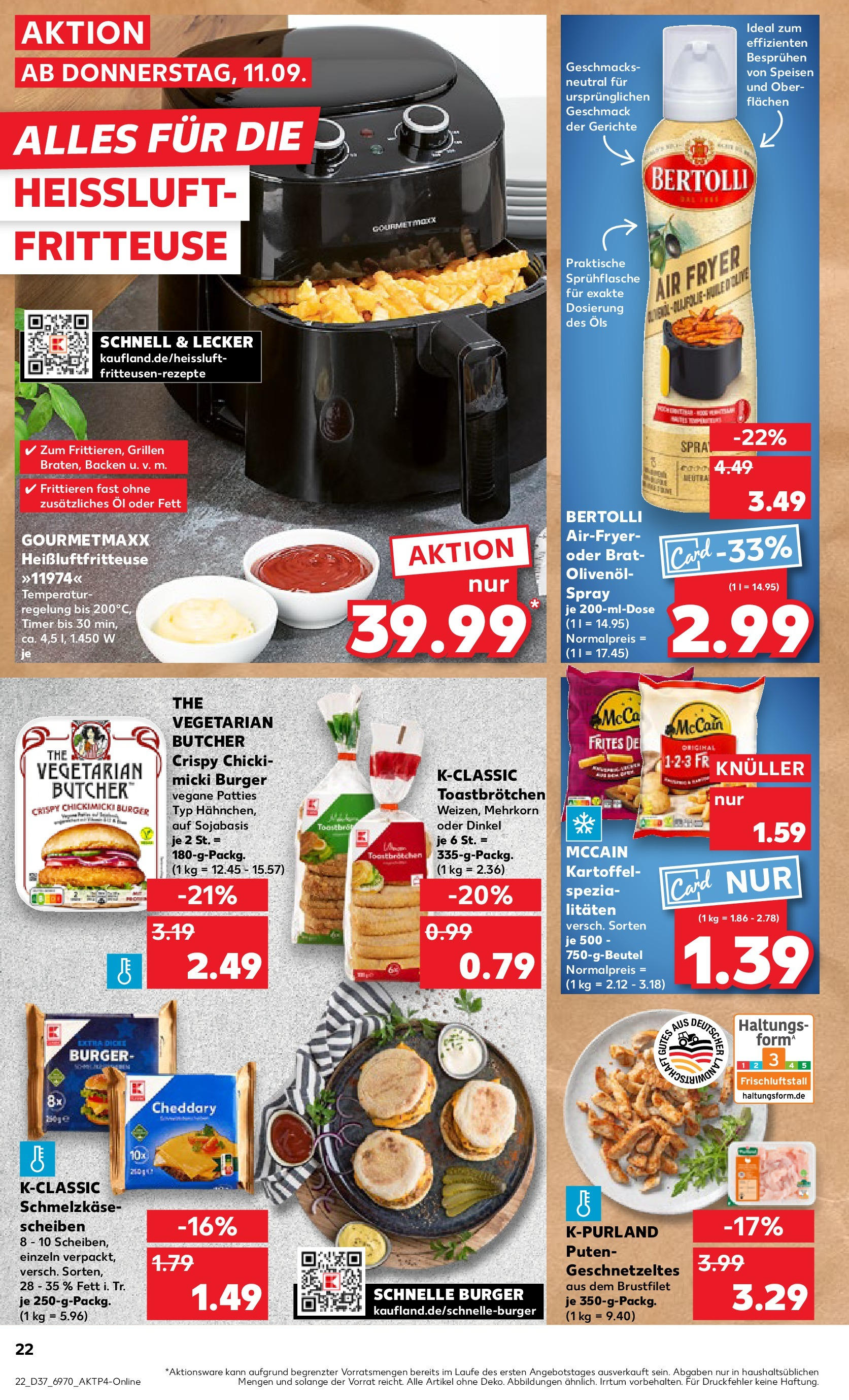 Prospekt Kaufland ab 14.09.2025 » Angebote und Werbung Online | Seite: 22 | Produkte: Öl, Burger, Fritteuse, Heißluftfritteuse Prospekt Kaufland ab 14.09.2025 » Angebote Online zum Blättern | Seite: 22 | Produkte: Öl, Burger, Fritteuse, Heißluftfritteuse