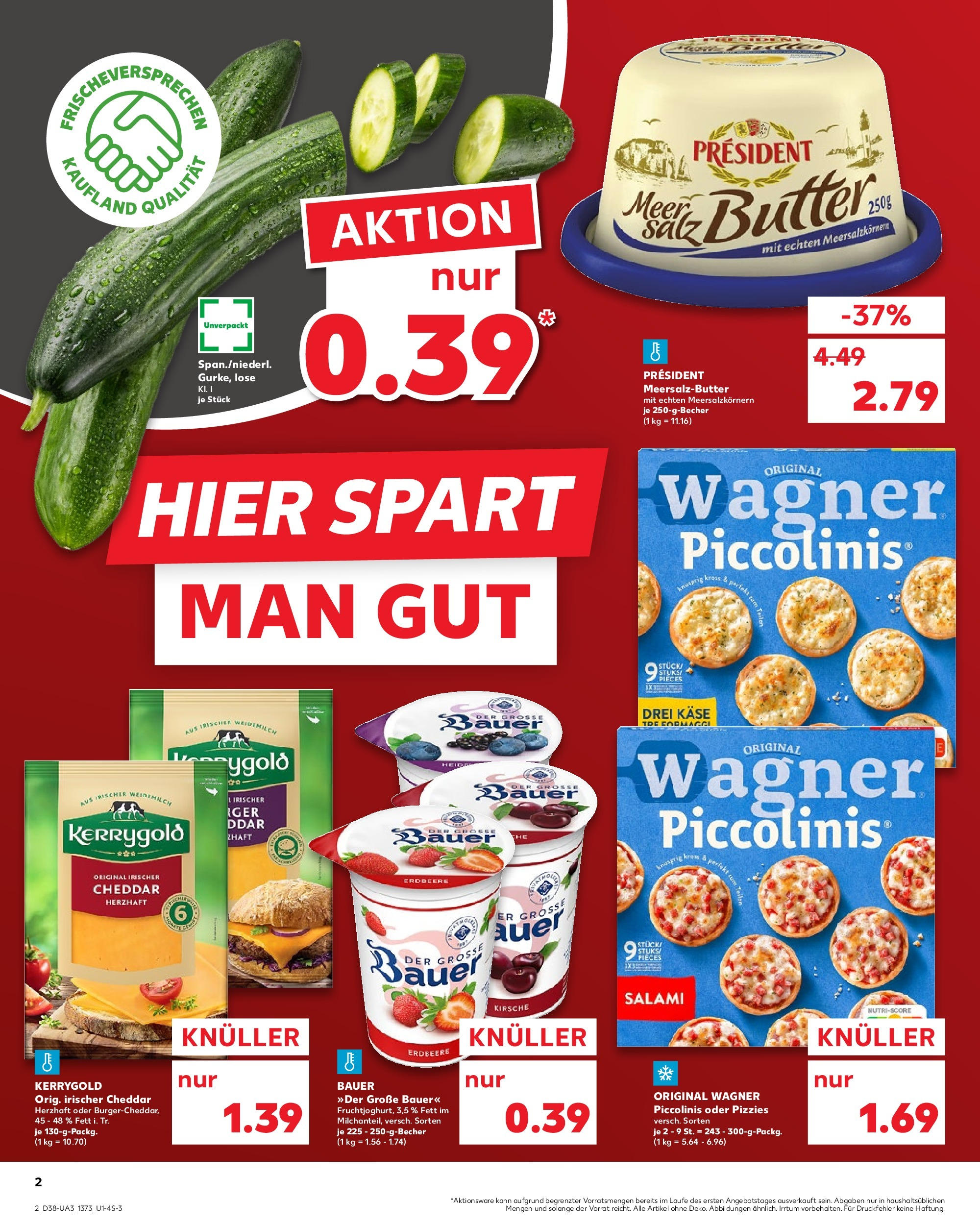 Prospekt Kaufland ab 17.09.2025 » Angebote Online zum Blättern | Seite: 2 | Produkte: Butter, Käse, Piccolinis, Salami