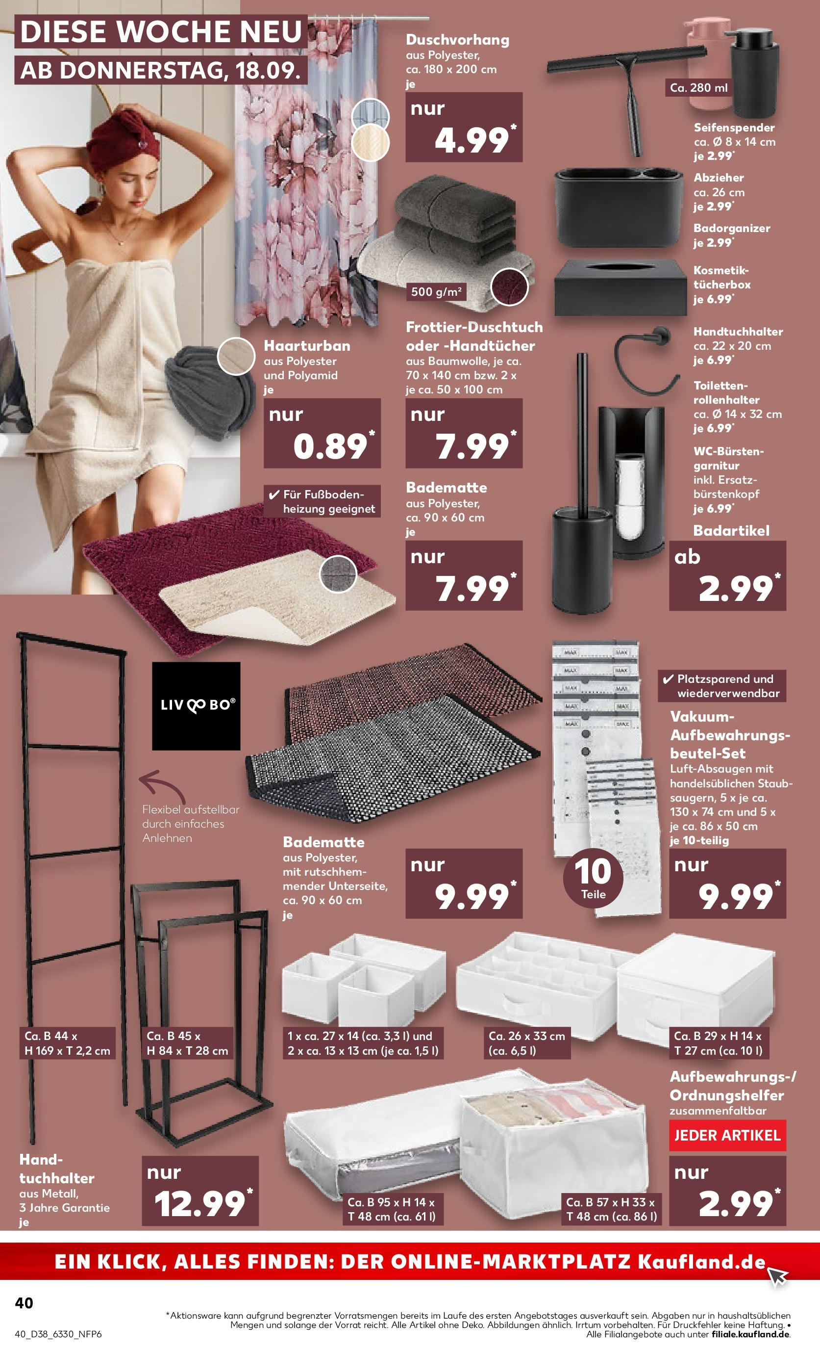 Prospekt Kaufland ab 17.09.2025 » Angebote Online zum Blättern | Seite: 40 | Produkte: Box, Seifenspender, Handtuchhalter