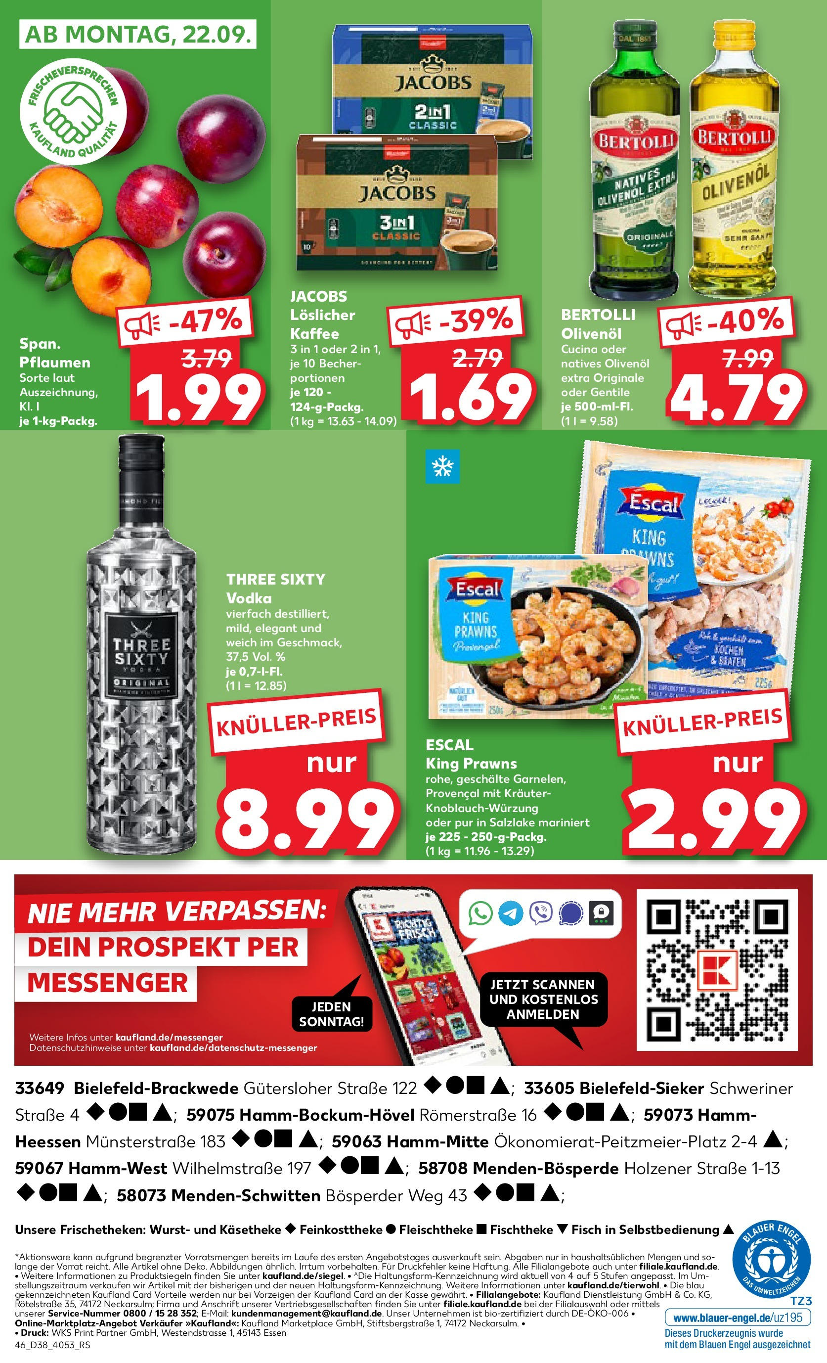 Prospekt Kaufland ab 17.09.2025 » Angebote Online zum Blättern | Seite: 46 | Produkte: Kaffee, Olivenol, Bertolli olivenol, Vodka