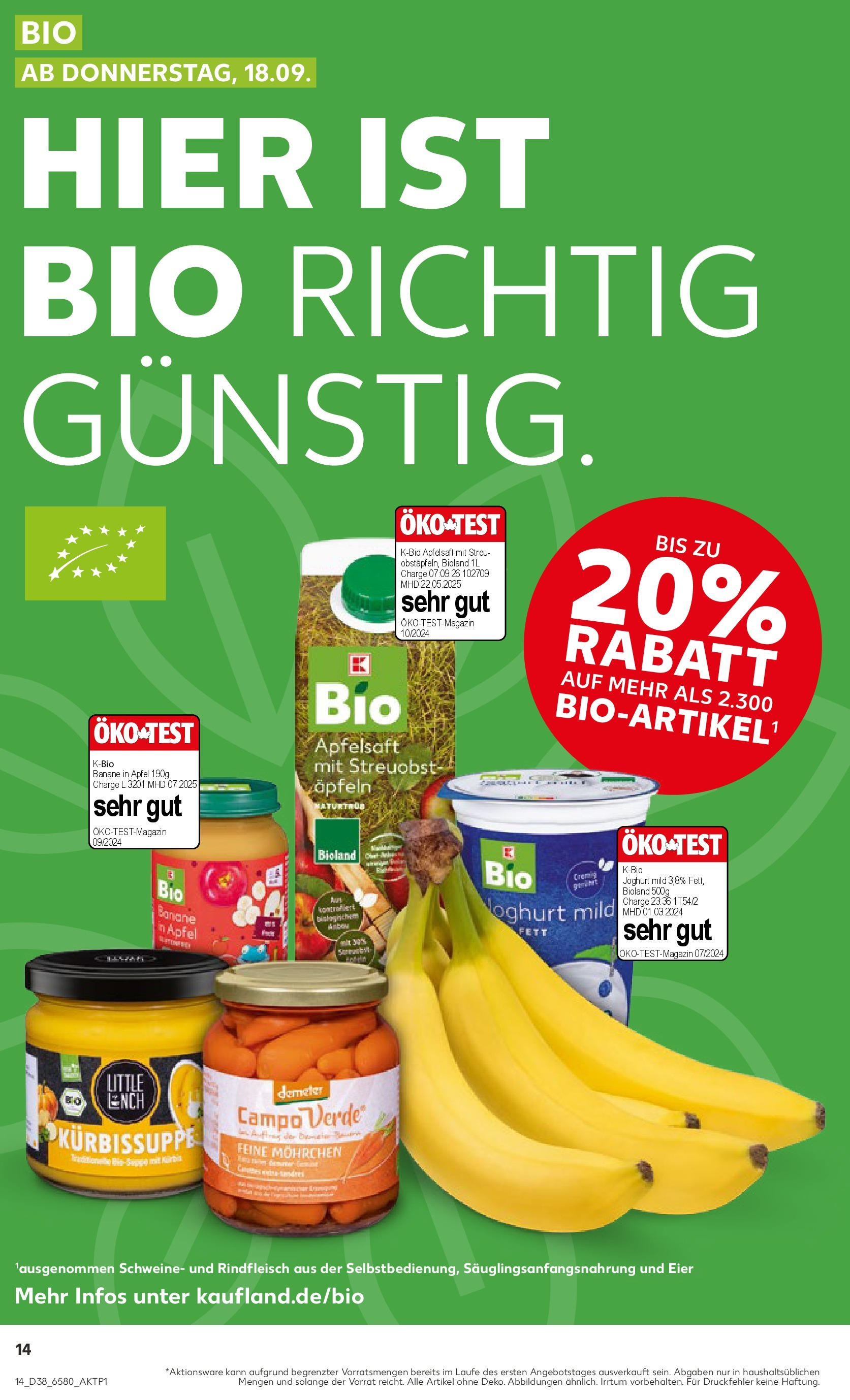 Prospekt Kaufland ab 17.09.2025 » Angebote Online zum Blättern | Seite: 14 | Produkte: Joghurt, Apfelsaft, Kürbis, Rindfleisch