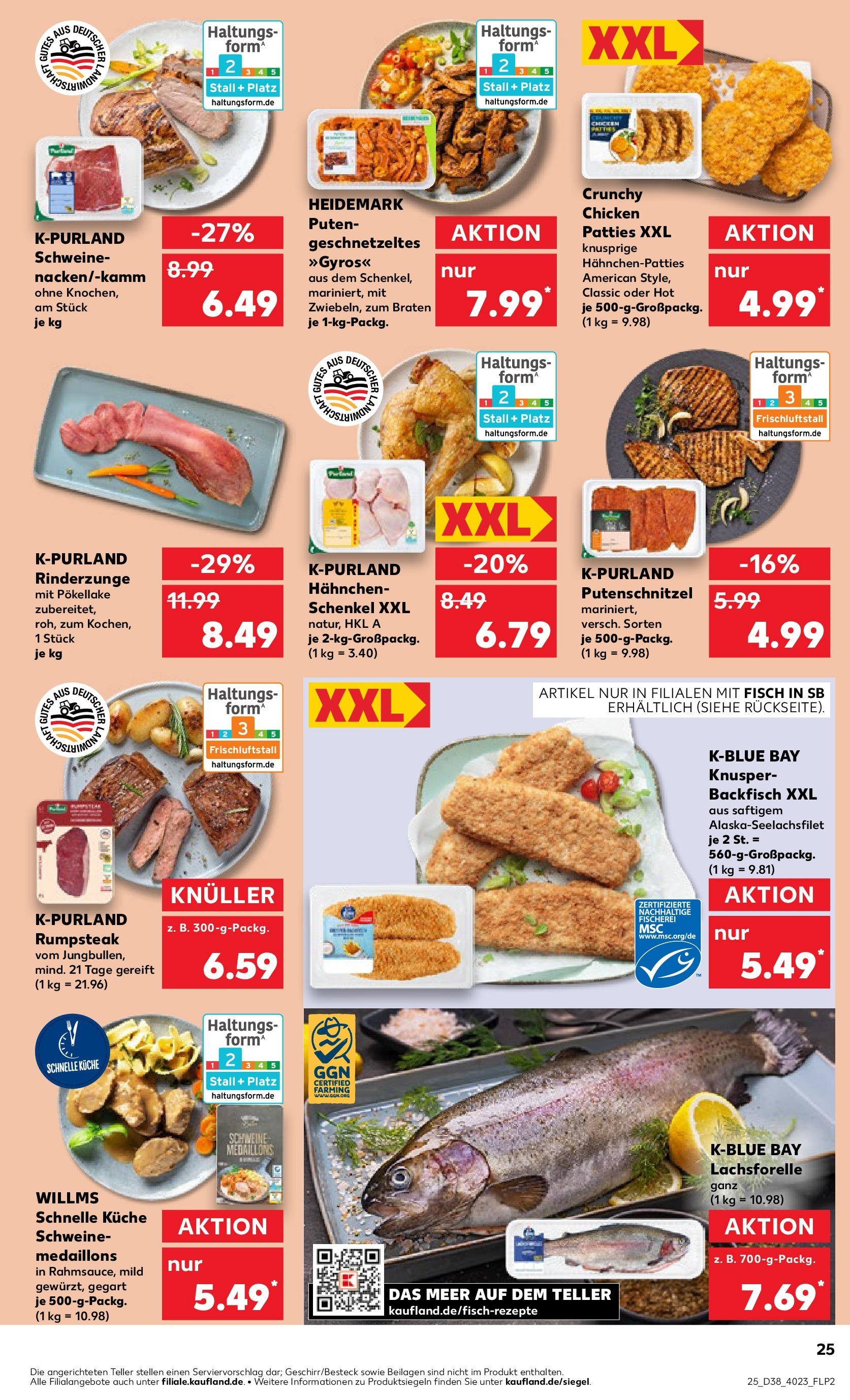 Prospekt Kaufland ab 17.09.2025 » Angebote Online zum Blättern | Seite: 25 | Produkte: Rumpsteak, Hahnchen, Küche, Steak