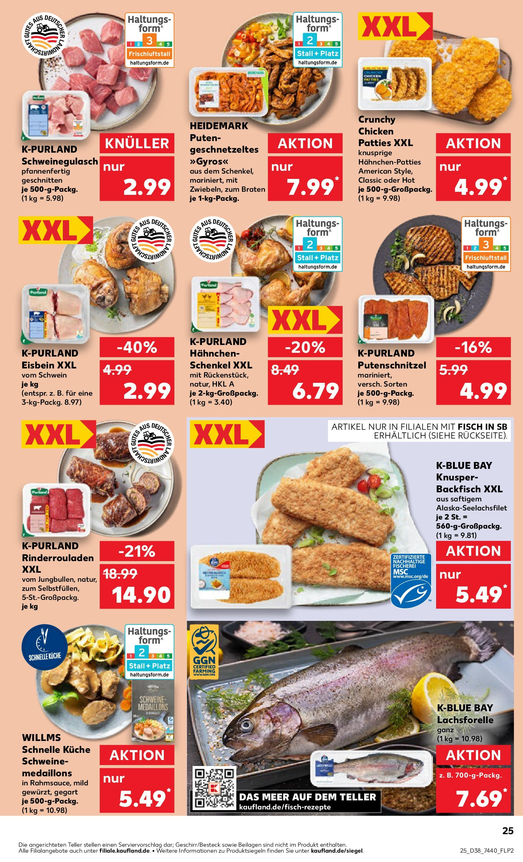 Prospekt Kaufland ab 17.09.2025 » Angebote Online zum Blättern | Seite: 25 | Produkte: Rinderrouladen, Küche, Fisch, Putenschnitzel