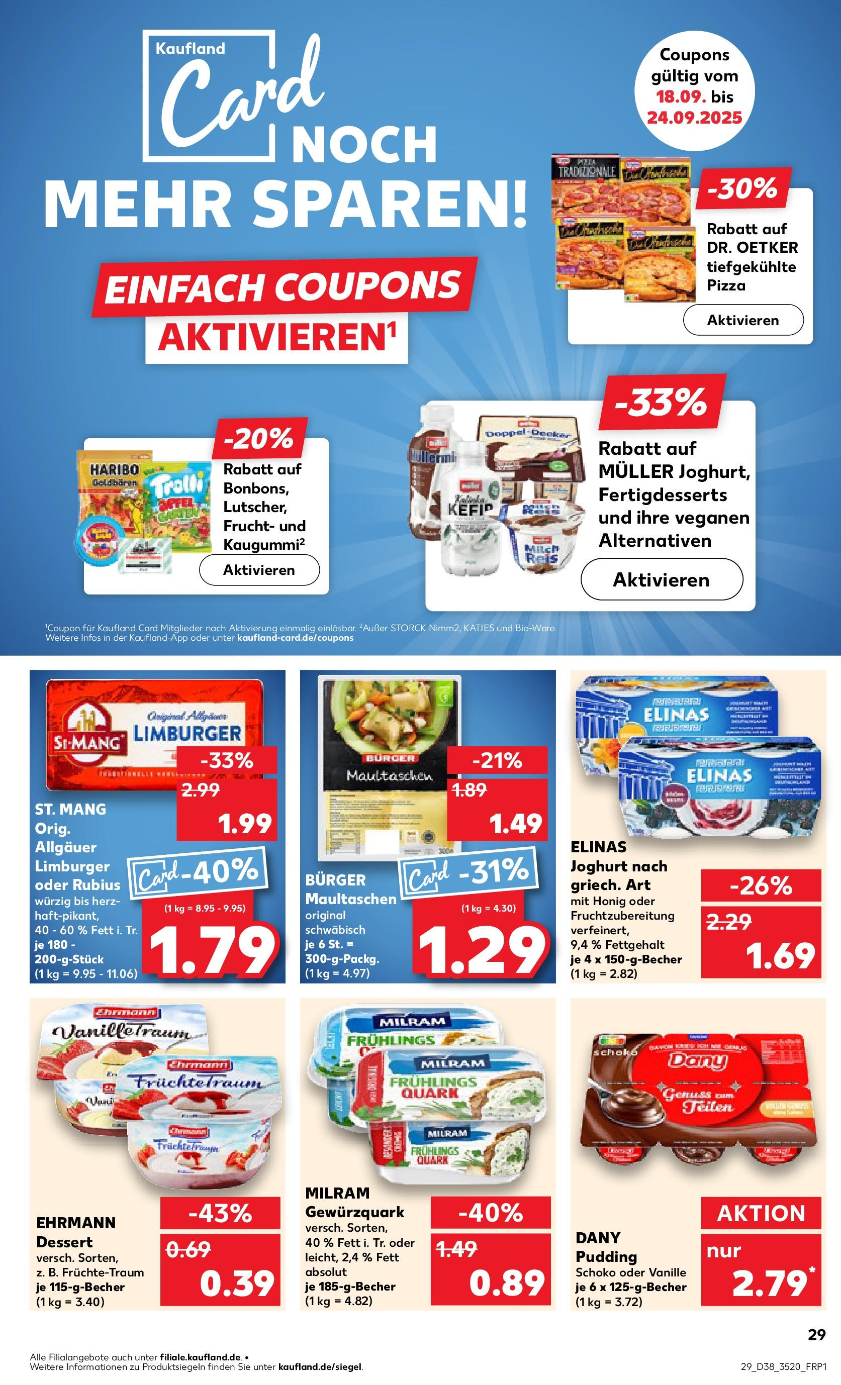 Prospekt Kaufland ab 17.09.2025 » Angebote Online zum Blättern | Seite: 29 | Produkte: Katjes, Burger, Milram, Maultaschen