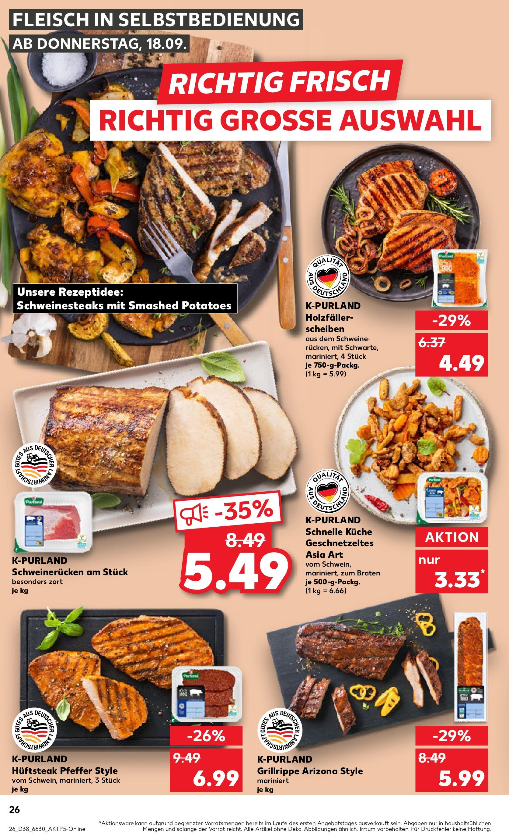 Prospekt Kaufland ab 17.09.2025 » Angebote Online zum Blättern | Seite: 26 | Produkte: Küche, Pfeffer, Schweinerucken, Fleisch