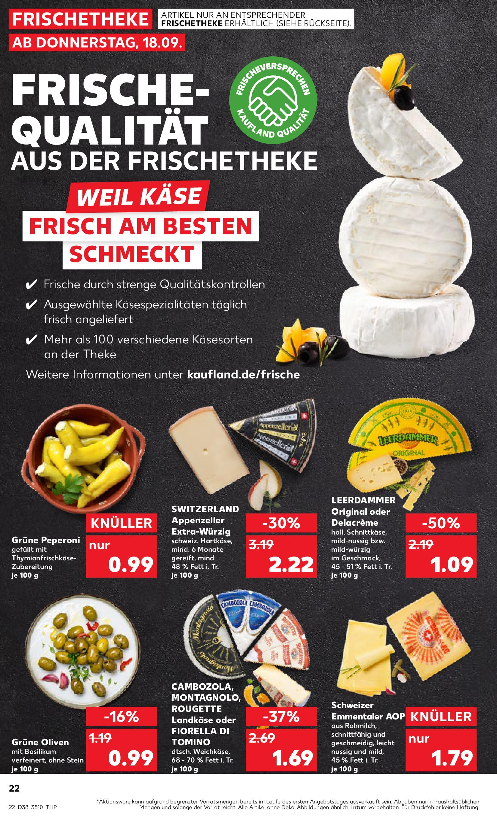 Prospekt Kaufland ab 17.09.2025 » Angebote Online zum Blättern | Seite: 22 | Produkte: Käse, Theke, Leerdammer