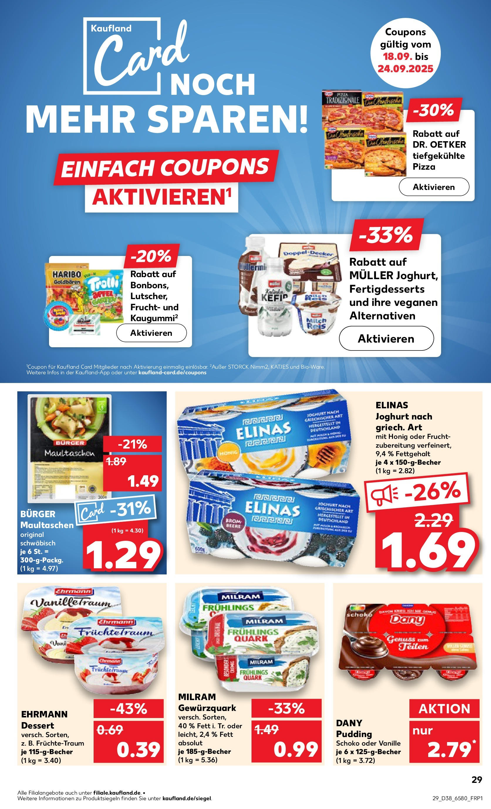 Prospekt Kaufland ab 17.09.2025 » Angebote Online zum Blättern | Seite: 29 | Produkte: Haribo, Quark, Milram, Reis