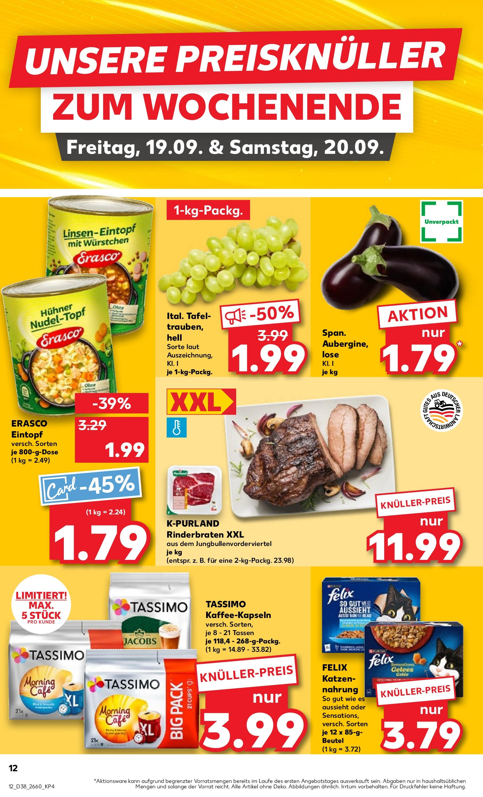 Prospekt Kaufland ab 17.09.2025 » Angebote Online zum Blättern | Seite: 16 | Produkte: Rinderbraten, Erasco, Tassimo