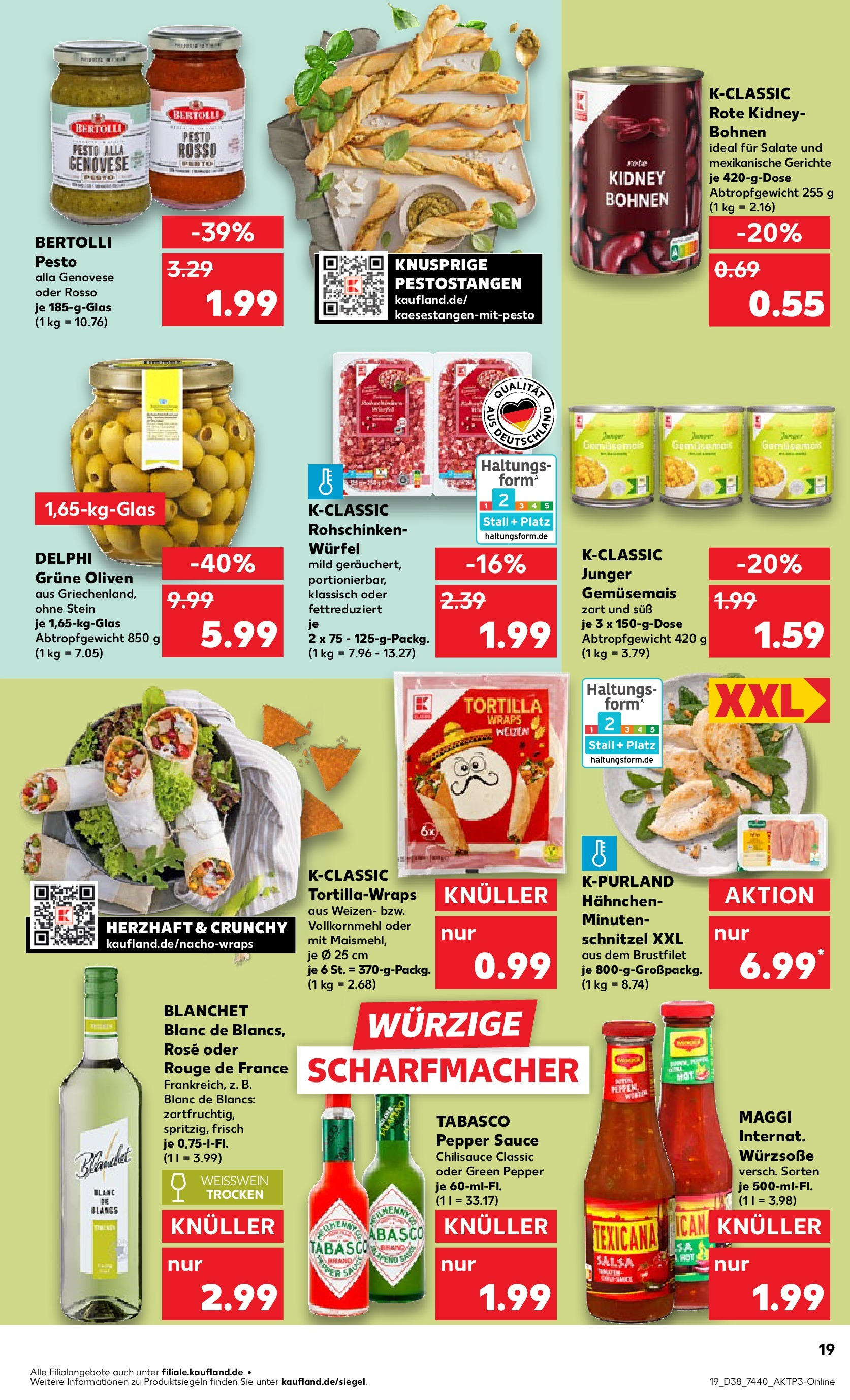 Prospekt Kaufland ab 17.09.2025 » Angebote Online zum Blättern | Seite: 19 | Produkte: Hahnchen, Maggi, Schnitzel, Chili