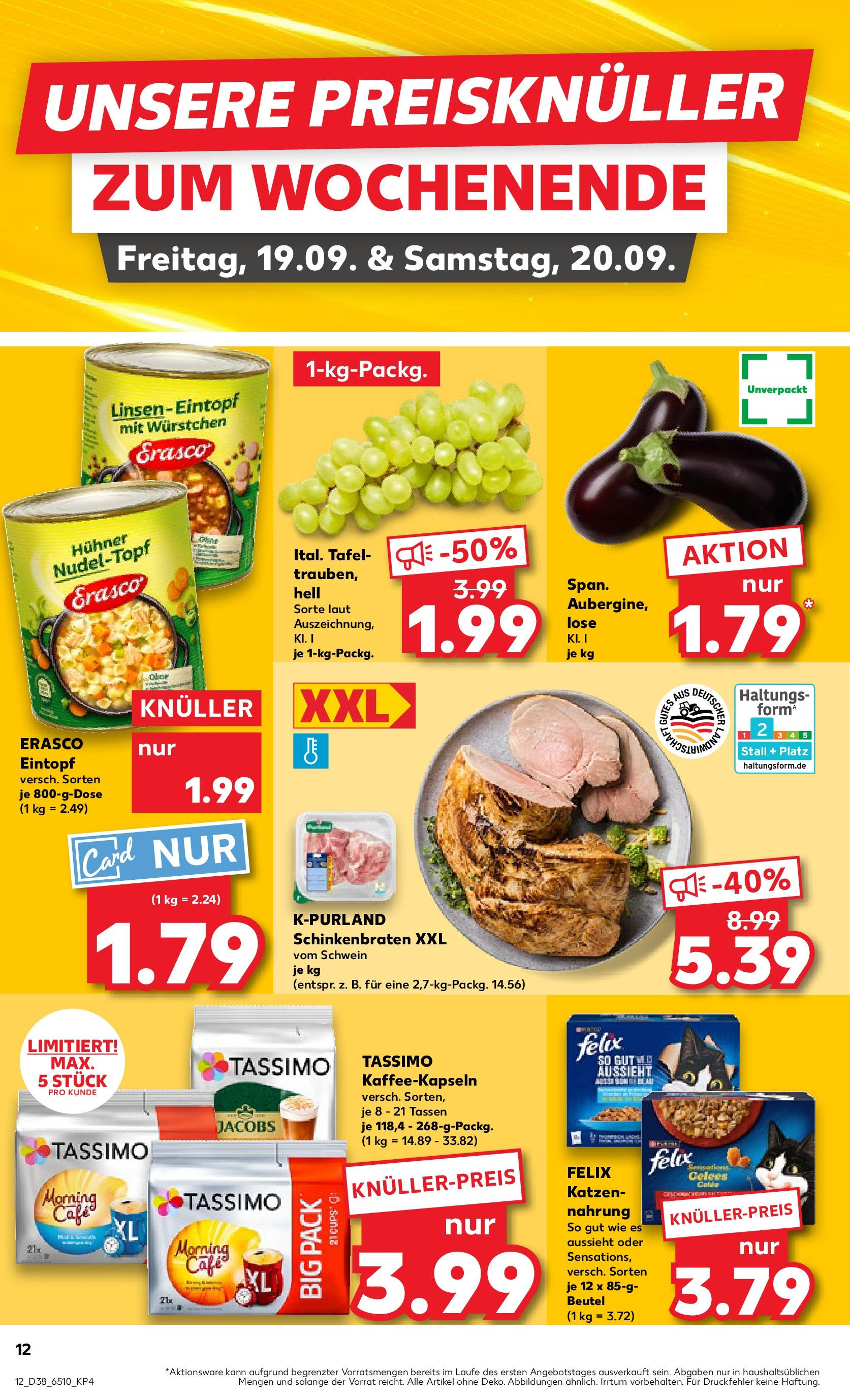 Prospekt Kaufland ab 17.09.2025 » Angebote Online zum Blättern | Seite: 12 | Produkte: Aubergine, Erasco, Tassimo
