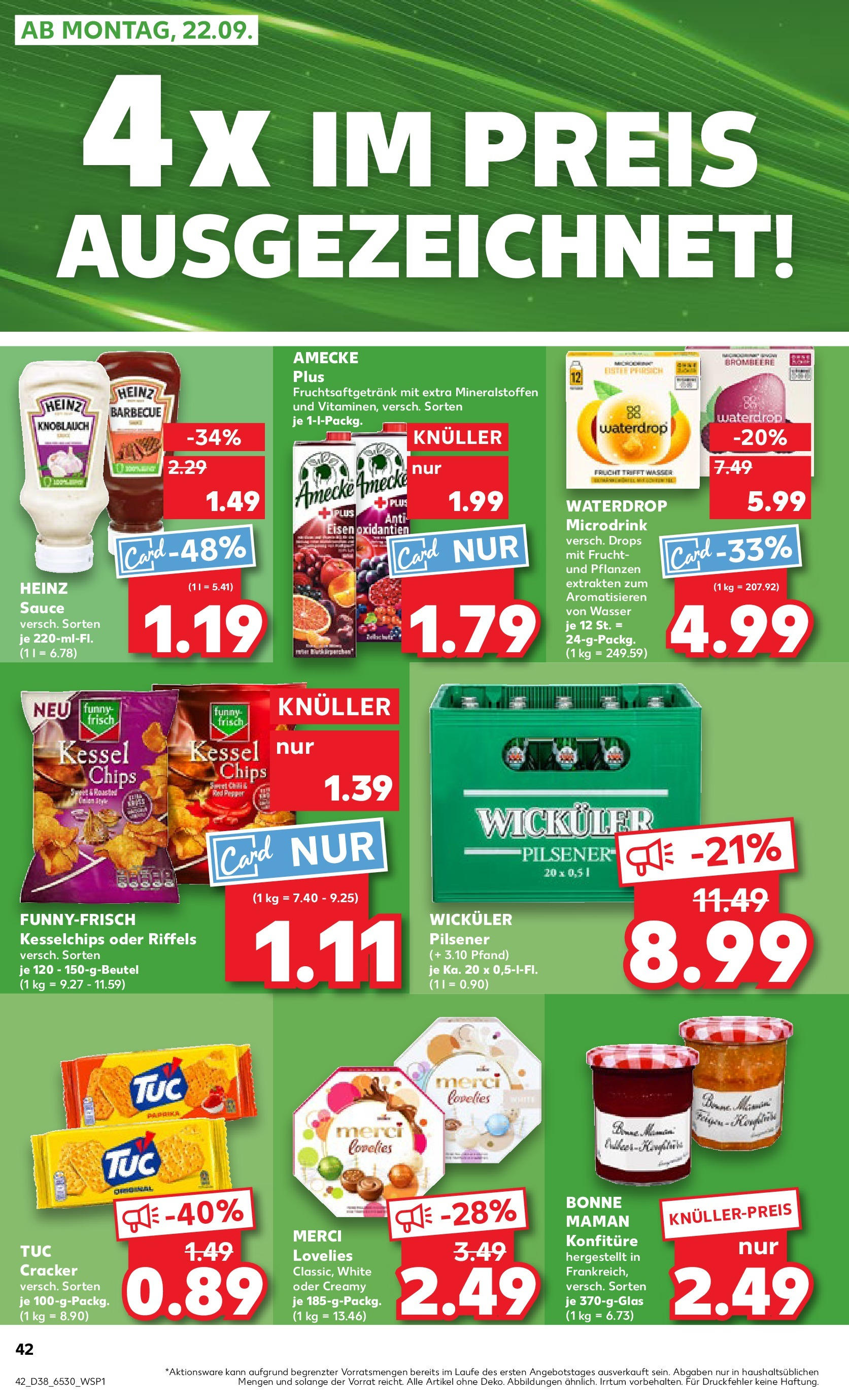 Prospekt Kaufland ab 17.09.2025 » Angebote und Werbung Online | Seite: 42 | Produkte: Merci, Funny frisch, Wasser, Pfirsich Prospekt Kaufland ab 17.09.2025 » Angebote Online zum Blättern | Seite: 42 | Produkte: Merci, Funny frisch, Wasser, Pfirsich