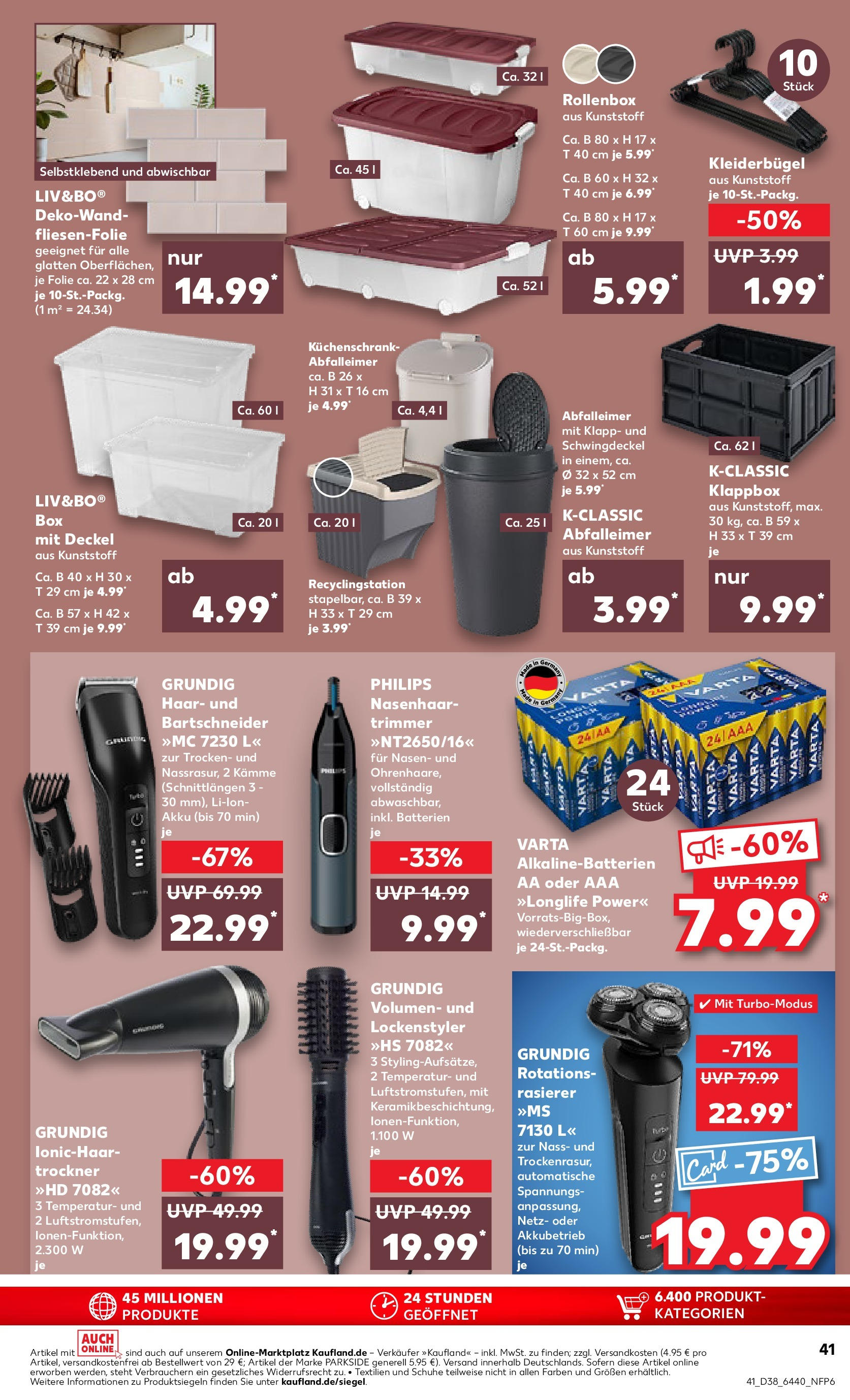 Prospekt Kaufland ab 17.09.2025 » Angebote Online zum Blättern | Seite: 41 | Produkte: Philips, Rasierer, Batterien, Abfalleimer
