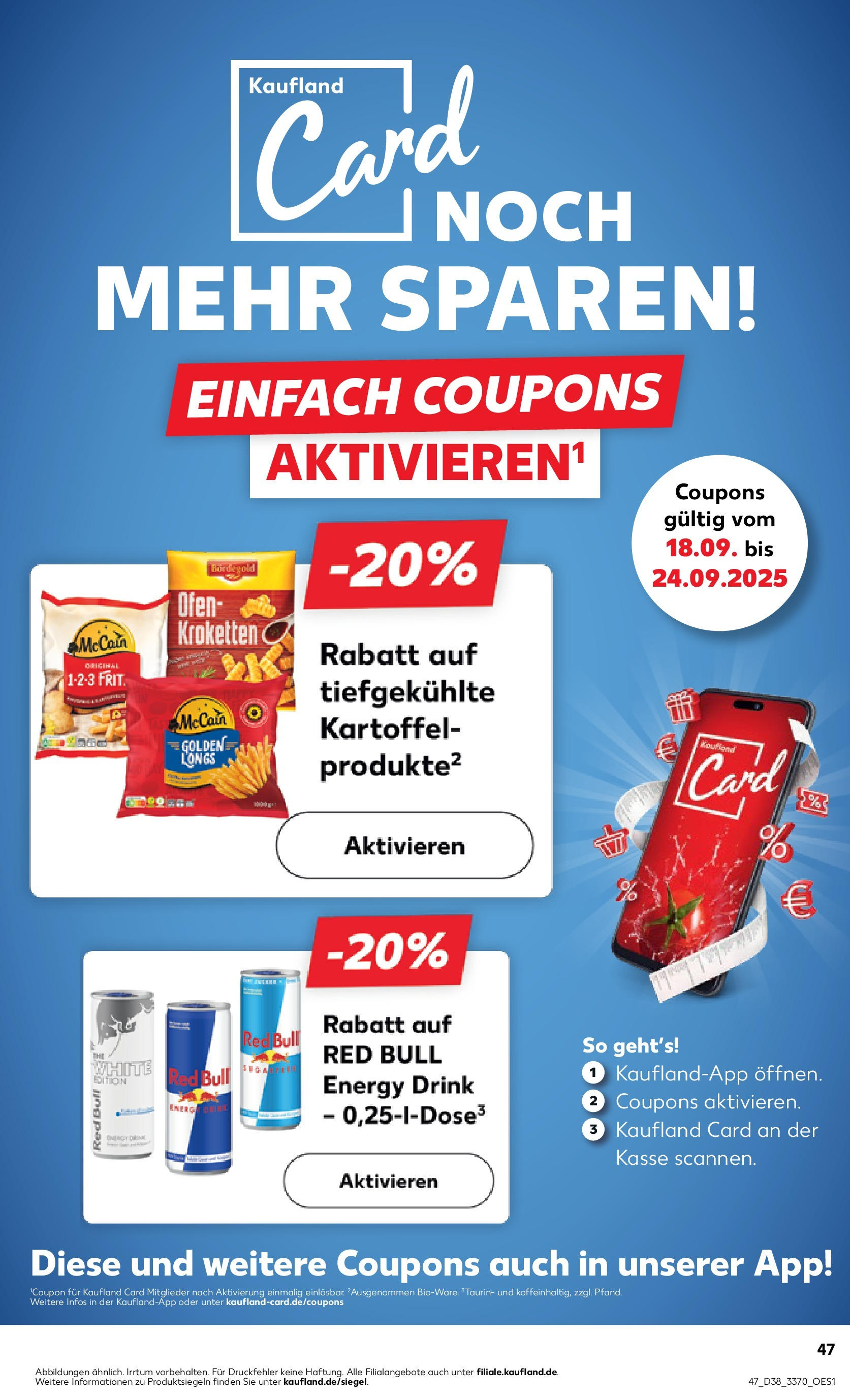 Prospekt Kaufland ab 17.09.2025 » Angebote und Werbung Online | Seite: 47 | Produkte: Ofen, Red bull, Energy, McCain Prospekt Kaufland ab 17.09.2025 » Angebote Online zum Blättern | Seite: 47 | Produkte: Ofen, Red bull, Energy, McCain