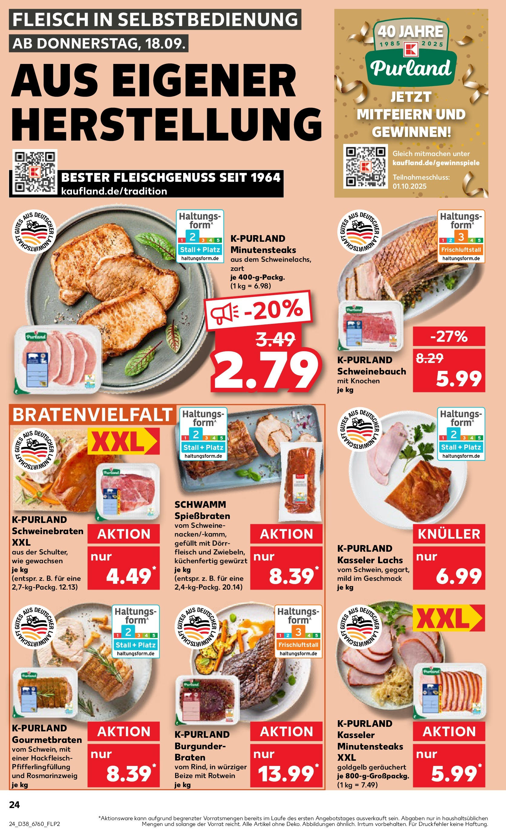 Prospekt Kaufland ab 17.09.2025 » Angebote Online zum Blättern | Seite: 24 | Produkte: Lachs, Steak, Fleisch, Hackfleisch