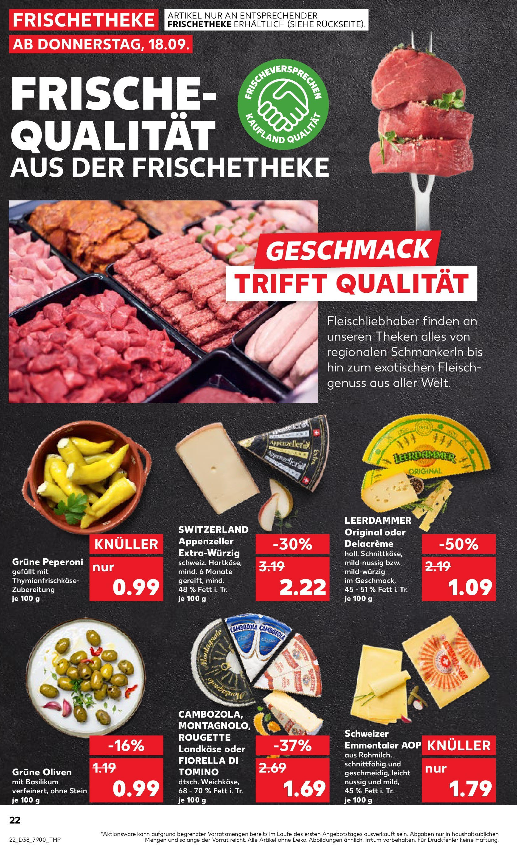 Prospekt Kaufland ab 17.09.2025 » Angebote Online zum Blättern | Seite: 22 | Produkte: Leerdammer, Fleisch
