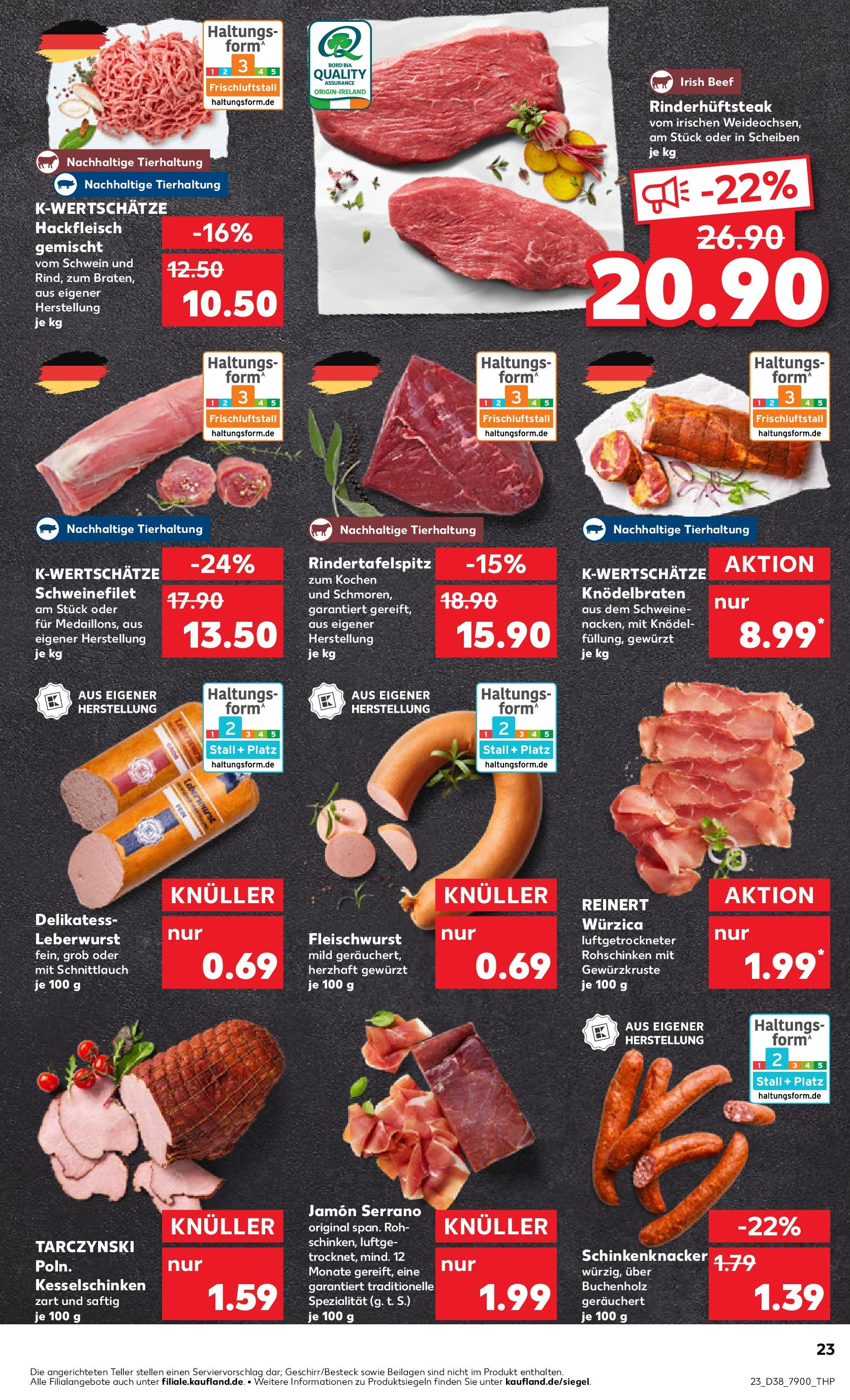 Prospekt Kaufland ab 17.09.2025 » Angebote Online zum Blättern | Seite: 23 | Produkte: Schweinefilet, Steak, Hackfleisch