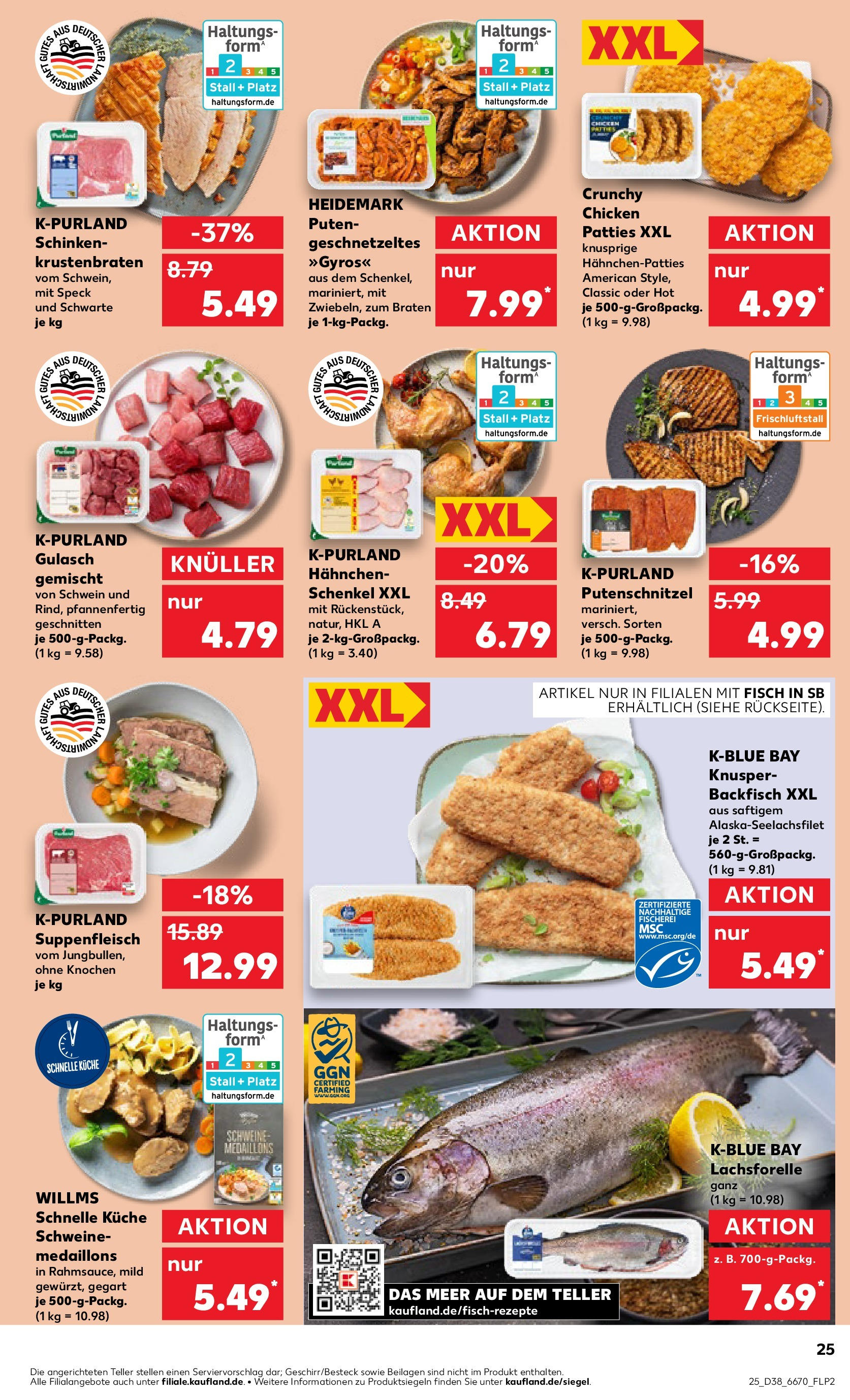 Prospekt Kaufland ab 17.09.2025 » Angebote Online zum Blättern | Seite: 25 | Produkte: Fisch, Putenschnitzel, Suppenfleisch, Schinken