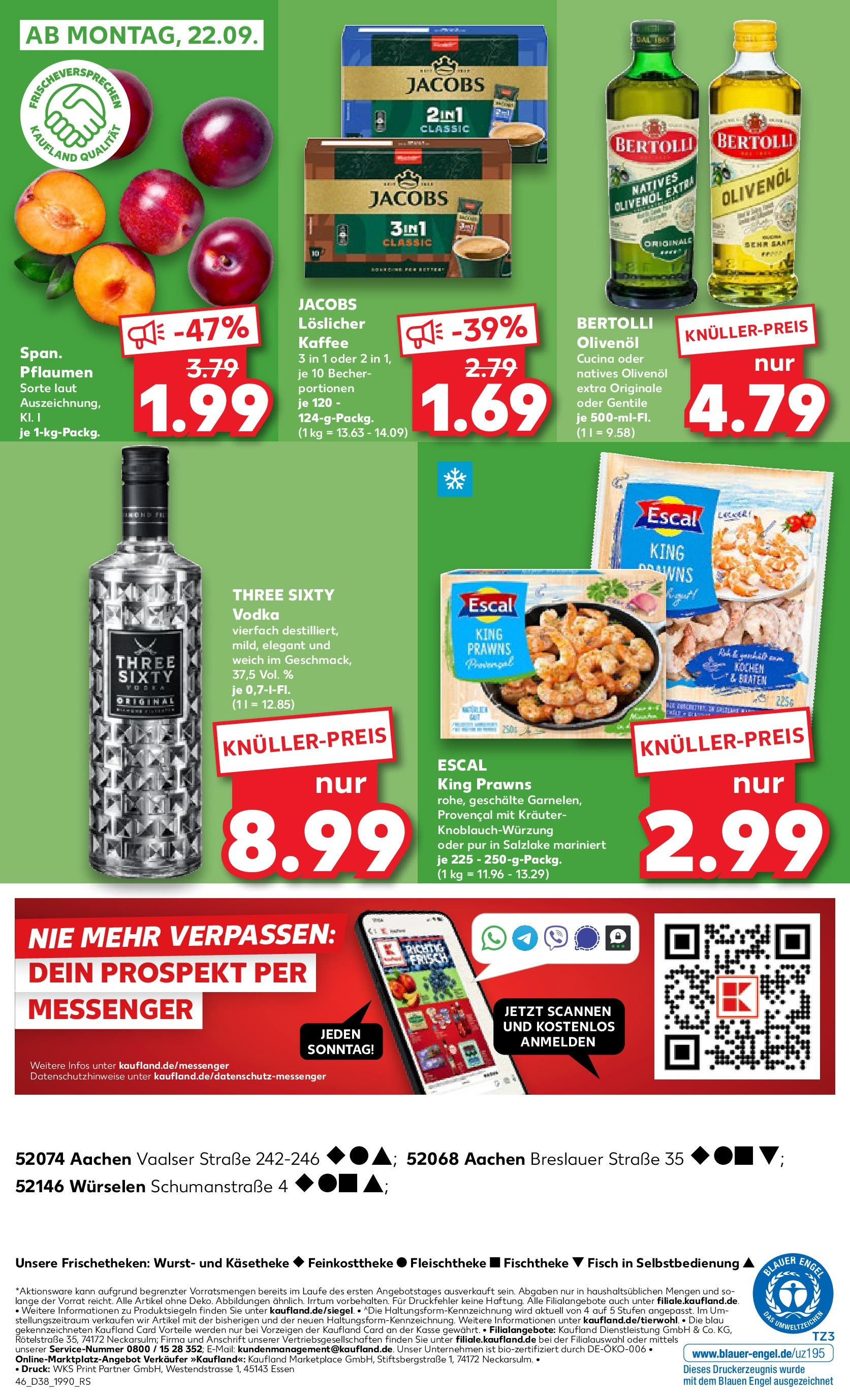 Prospekt Kaufland ab 17.09.2025 » Angebote und Werbung Online | Seite: 46 | Produkte: Kaffee, Olivenol, Bertolli olivenol, Vodka Prospekt Kaufland ab 17.09.2025 » Angebote Online zum Blättern | Seite: 46 | Produkte: Kaffee, Olivenol, Bertolli olivenol, Vodka