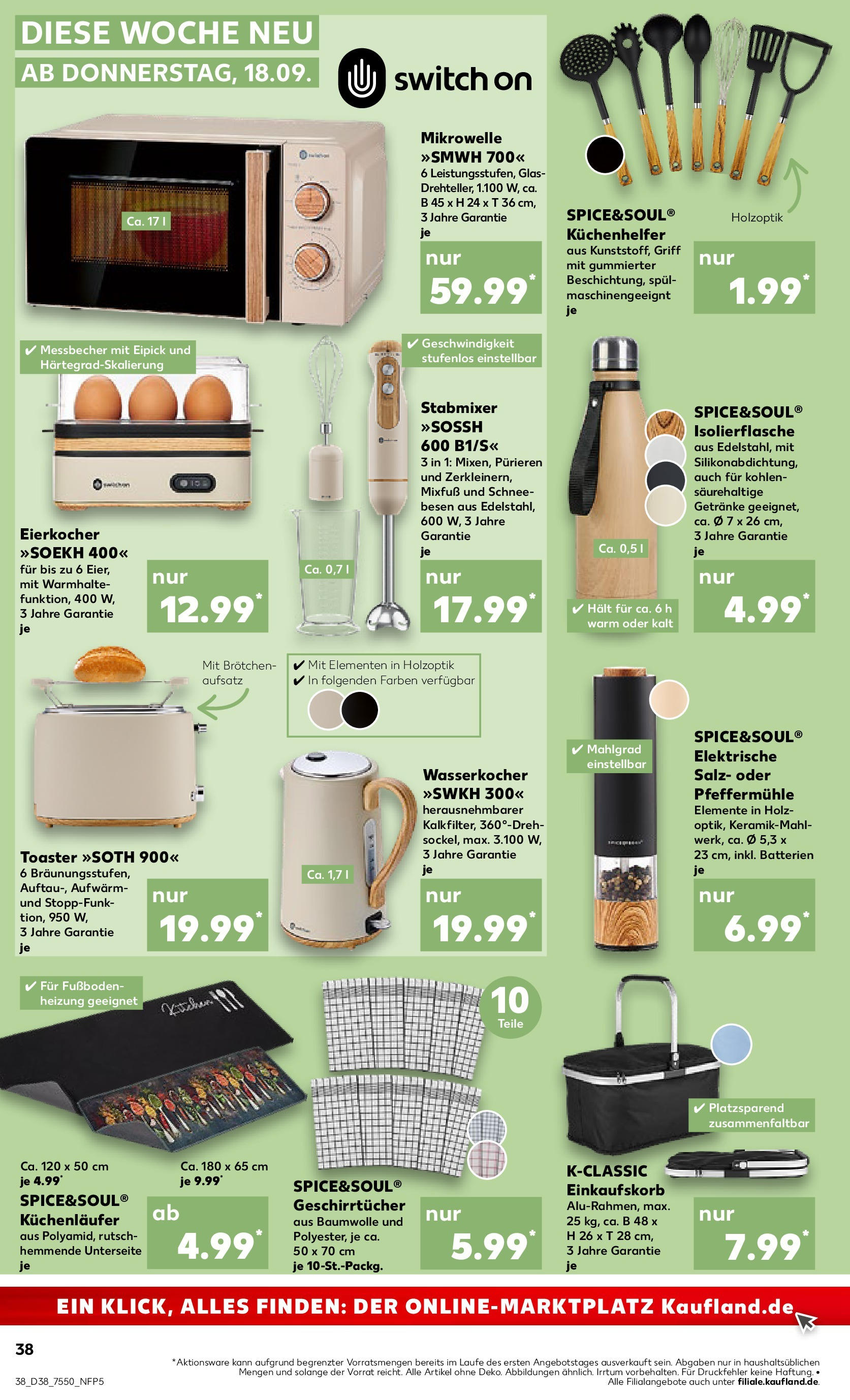 Prospekt Kaufland ab 17.09.2025 » Angebote und Werbung Online | Seite: 38 | Produkte: Mikrowelle, Toaster, Batterien, Stabmixer Prospekt Kaufland ab 17.09.2025 » Angebote Online zum Blättern | Seite: 38 | Produkte: Mikrowelle, Toaster, Batterien, Stabmixer