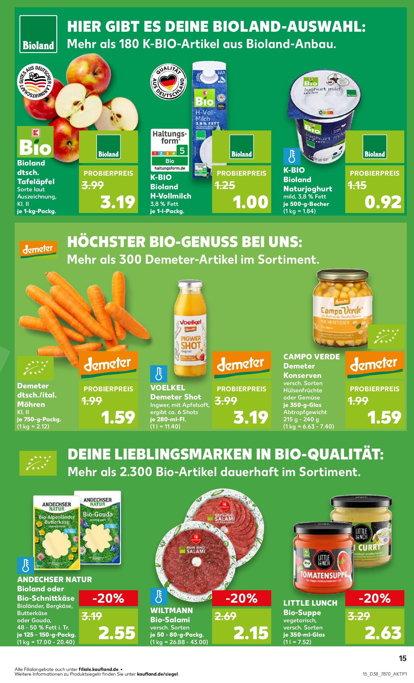 Prospekt Kaufland ab 17.09.2025 » Angebote und Werbung Online | Seite: 15 | Produkte: Milch, Joghurt, Gemüse, Salami Prospekt Kaufland ab 17.09.2025 » Angebote Online zum Blättern | Seite: 15 | Produkte: Milch, Joghurt, Gemüse, Salami
