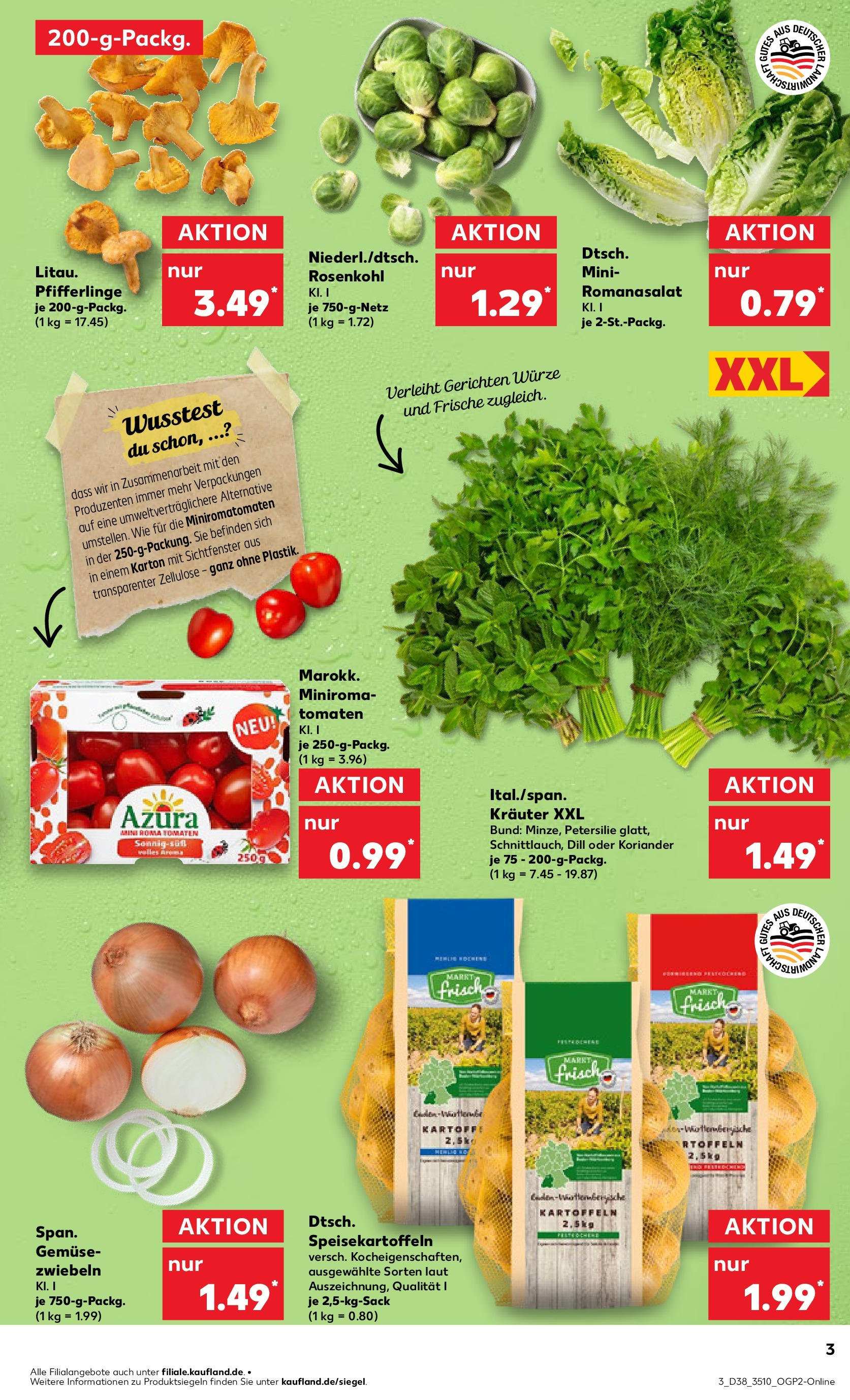 Prospekt Kaufland ab 17.09.2025 » Angebote Online zum Blättern | Seite: 3 | Produkte: Kartoffeln, Gemüse, Petersilie, Dill