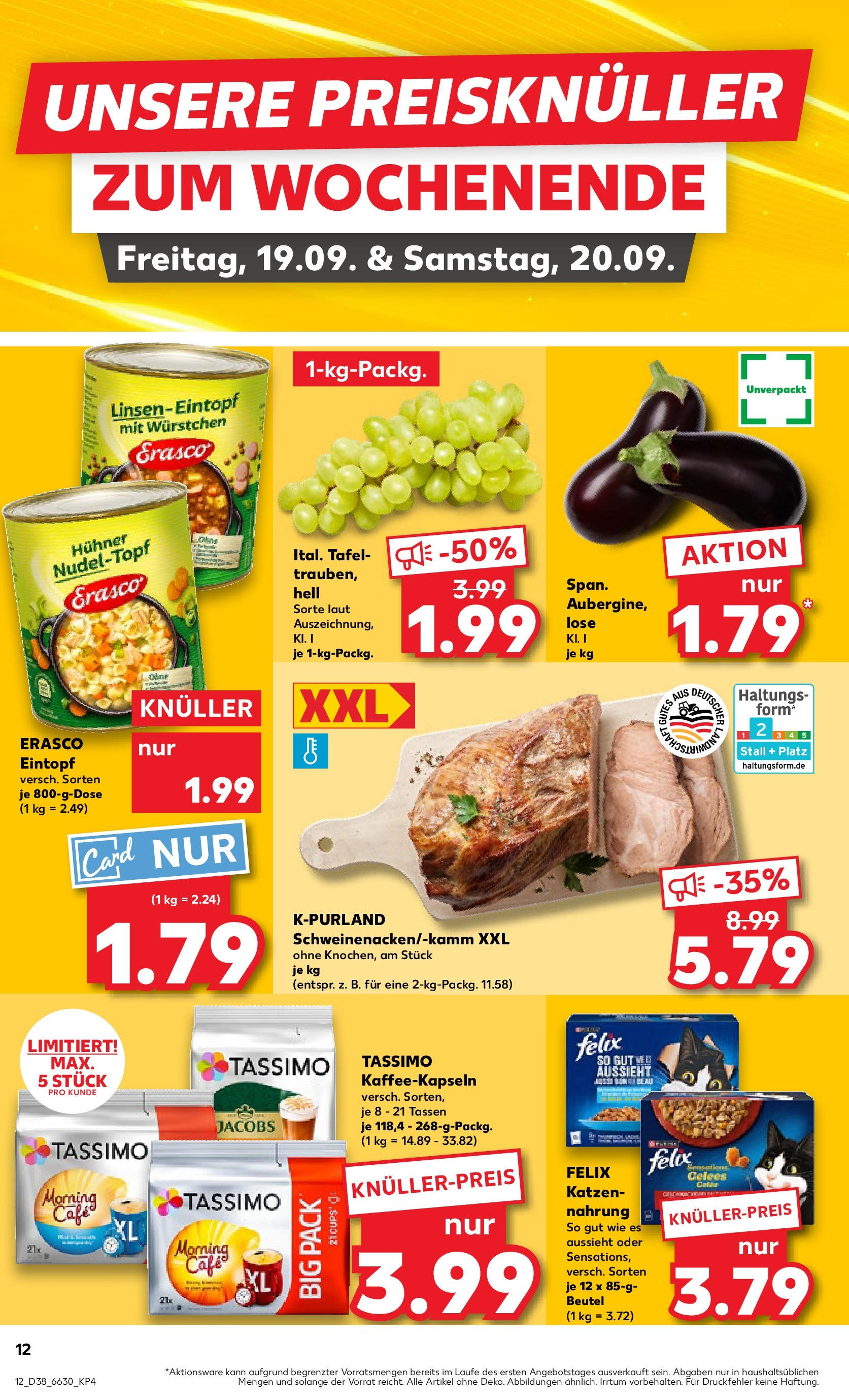 Prospekt Kaufland ab 17.09.2025 » Angebote Online zum Blättern | Seite: 12 | Produkte: Aubergine, Erasco, Tassimo