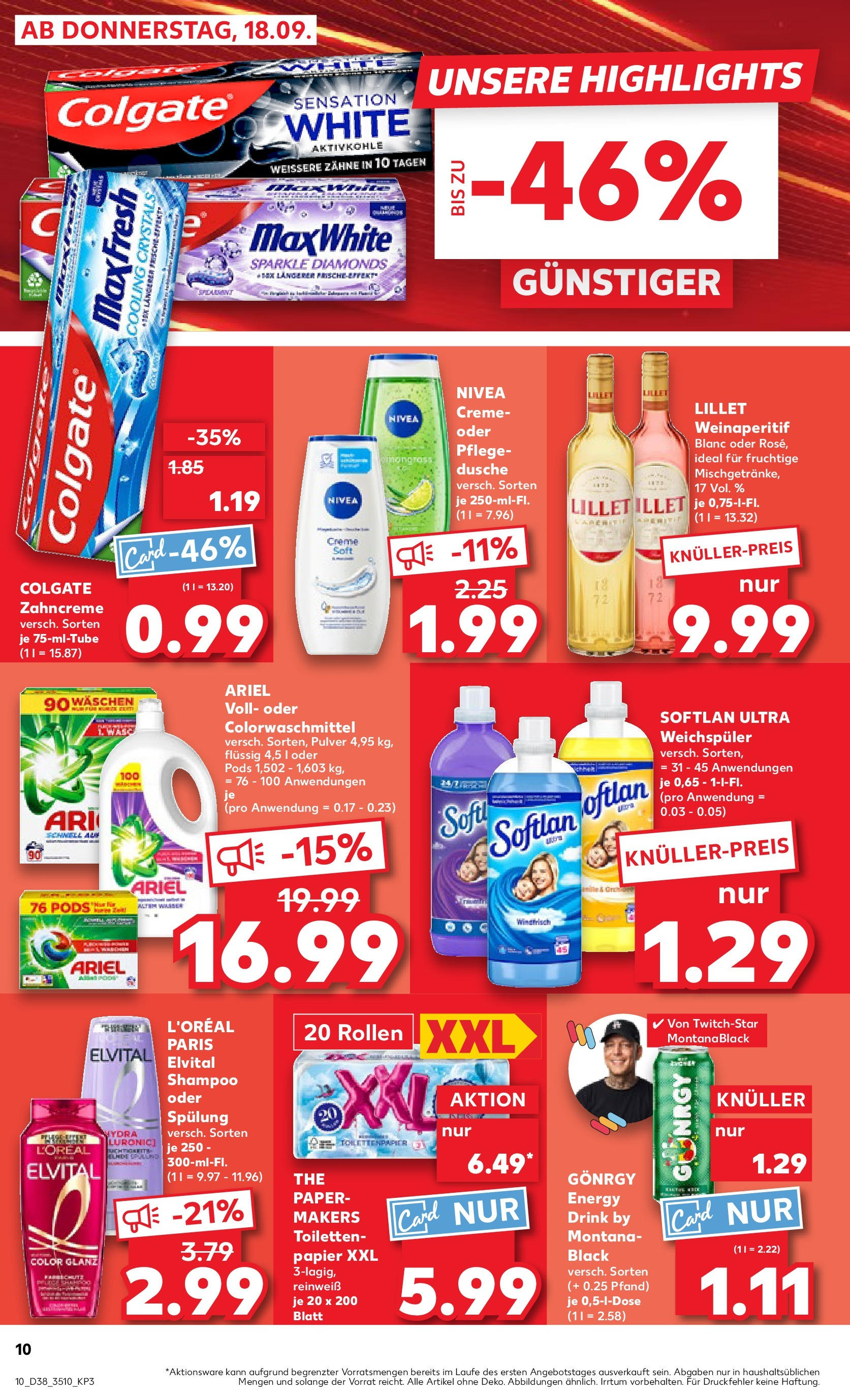 Prospekt Kaufland ab 17.09.2025 » Angebote Online zum Blättern | Seite: 10 | Produkte: Energy, Dusche, Spülung, Toilettenpapier