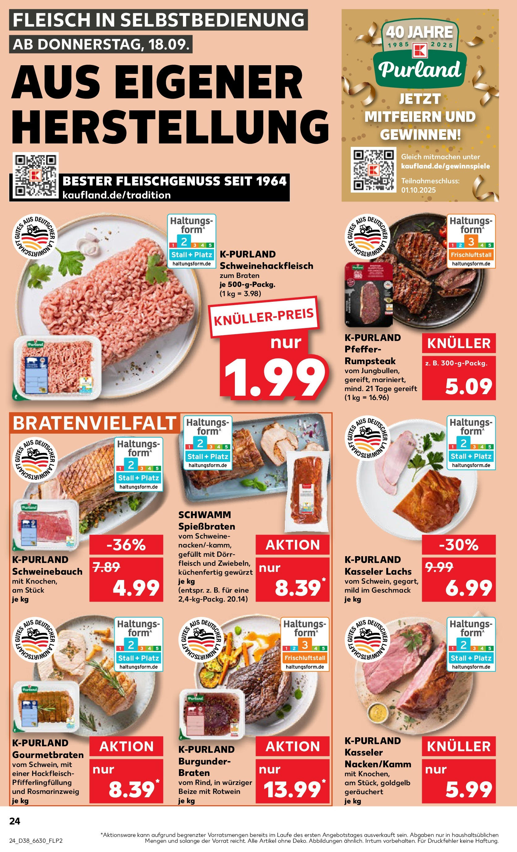 Prospekt Kaufland ab 17.09.2025 » Angebote Online zum Blättern | Seite: 24 | Produkte: Lachs, Pfeffer, Steak, Hackfleisch