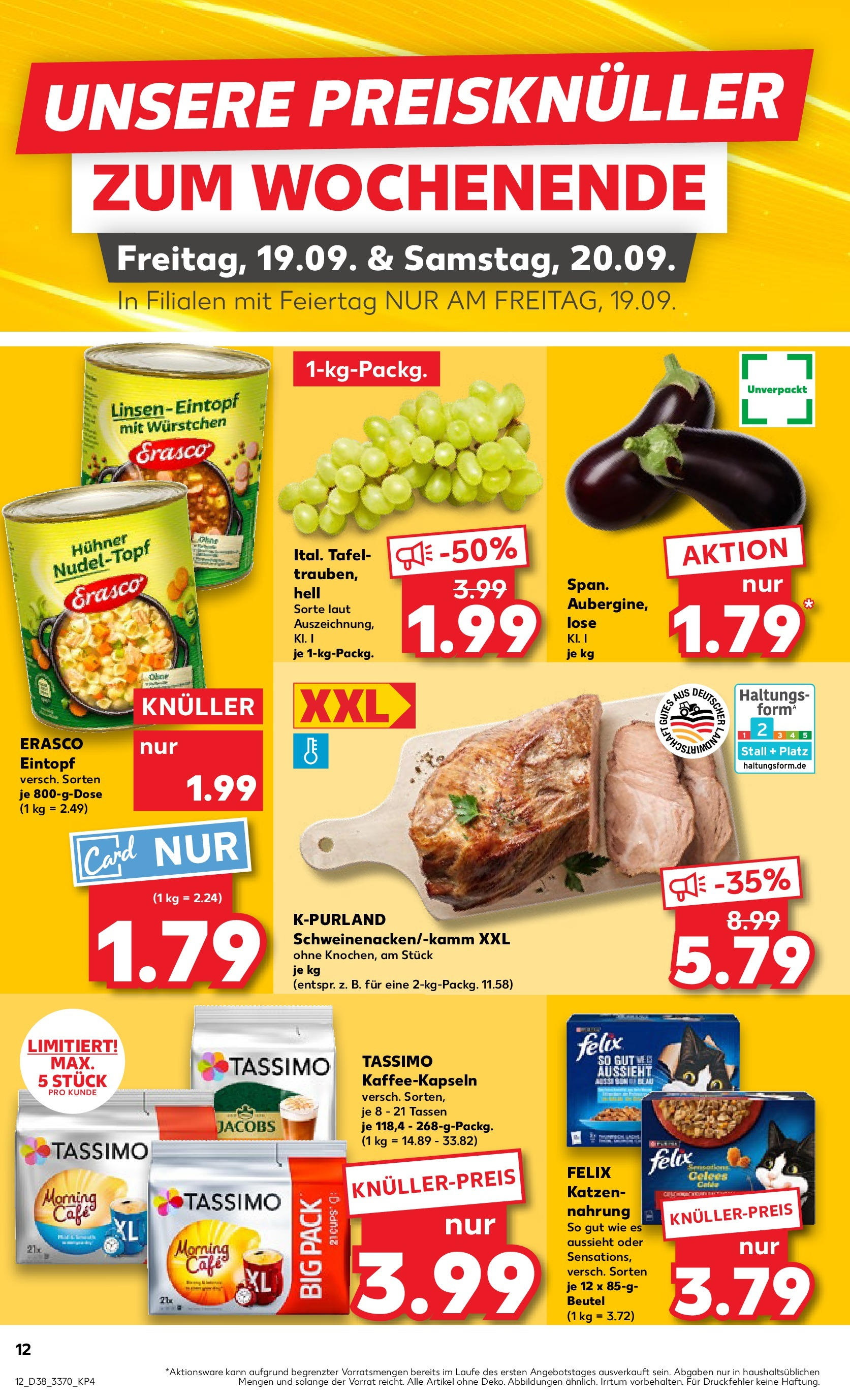 Prospekt Kaufland ab 18.09.2025 » Angebote Online zum Blättern | Seite: 12 | Produkte: Aubergine, Erasco, Tassimo
