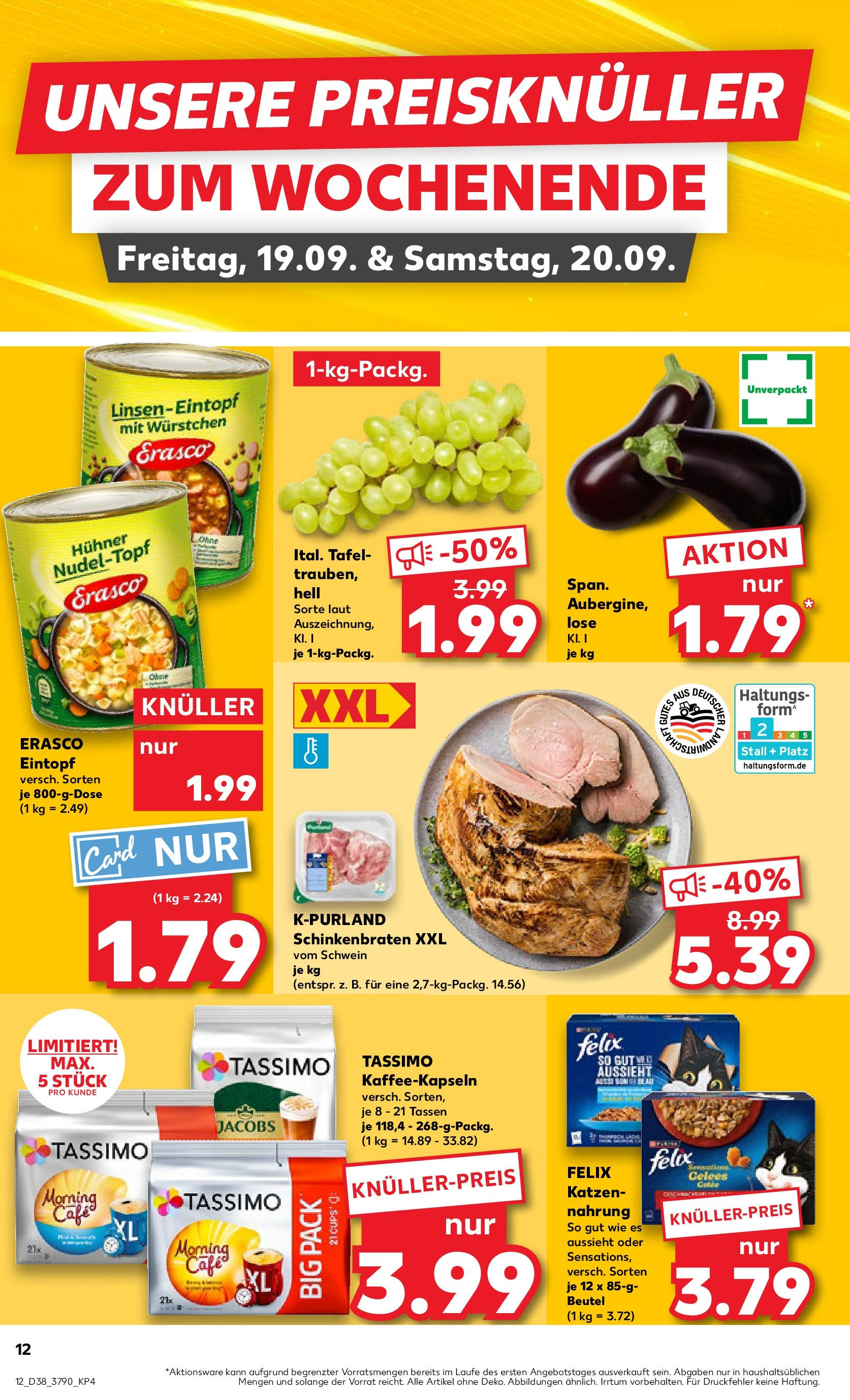 Prospekt Kaufland ab 17.09.2025 » Angebote Online zum Blättern | Seite: 12 | Produkte: Nudeln, Erasco, Tassimo