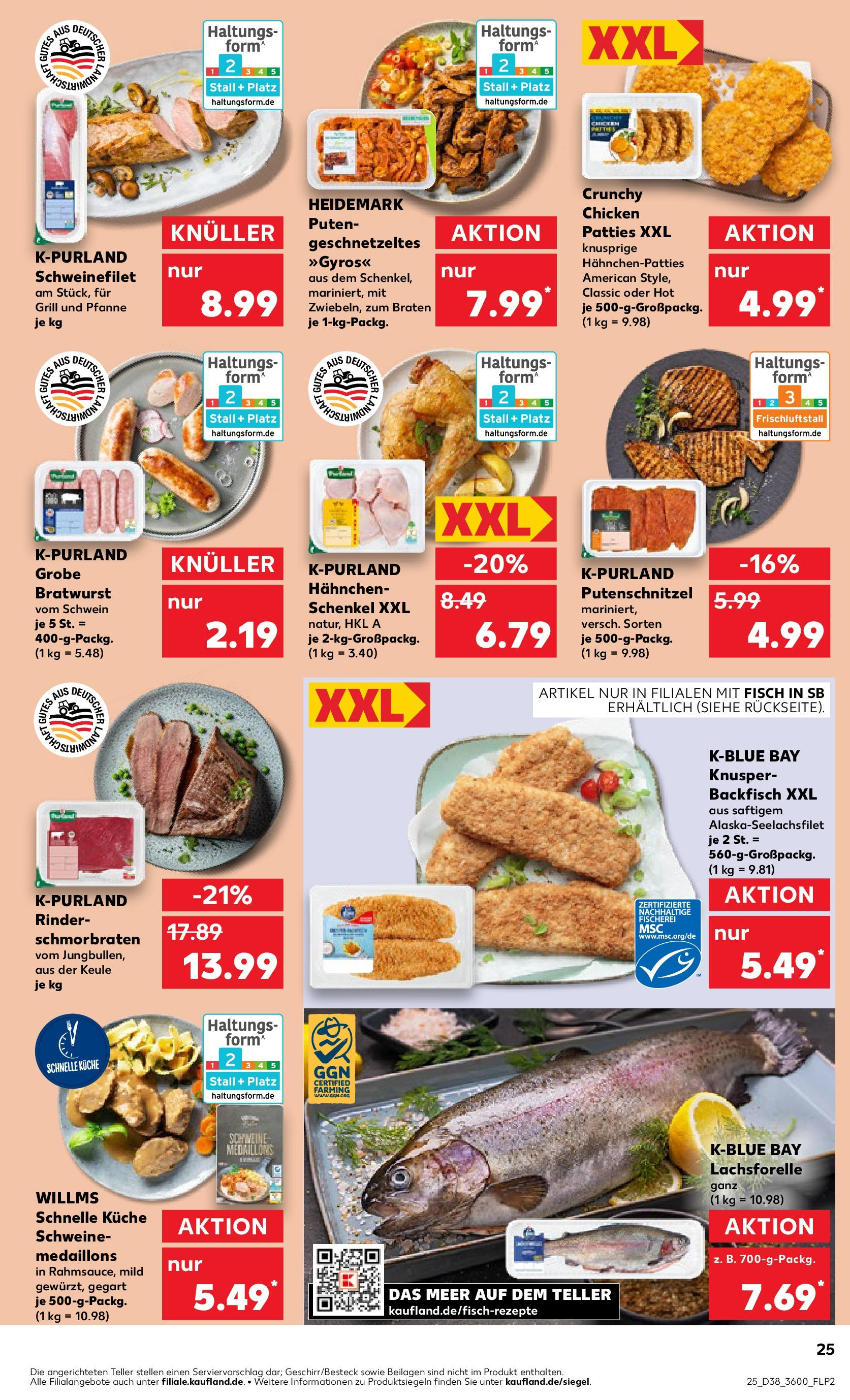 Prospekt Kaufland ab 17.09.2025 » Angebote Online zum Blättern | Seite: 25 | Produkte: Bratwurst, Küche, Schweinefilet, Putenschnitzel
