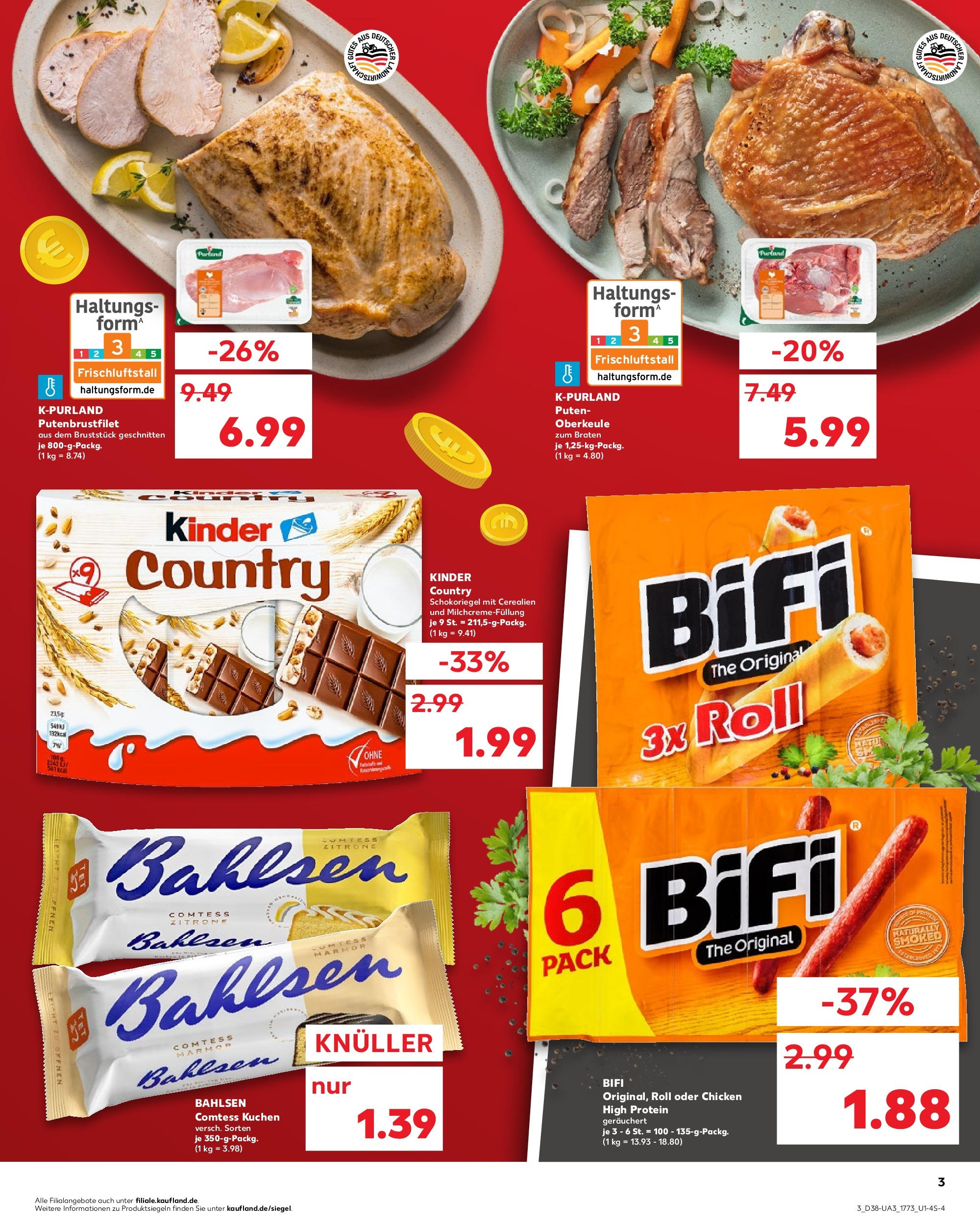 Prospekt Kaufland ab 17.09.2025 » Angebote Online zum Blättern | Seite: 3 | Produkte: Bifi, Zitrone, Kuchen, Kinder country
