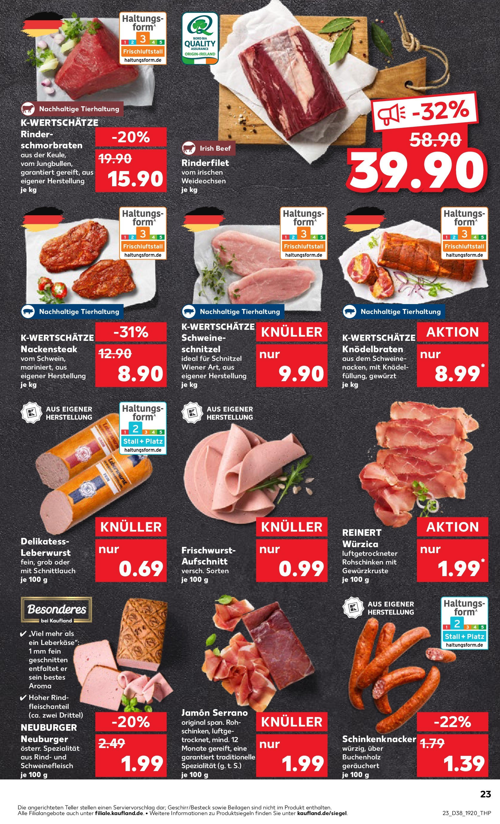 Prospekt Kaufland ab 17.09.2025 » Angebote und Werbung Online | Seite: 23 | Produkte: Rinderfilet, Schnitzel, Schweinefleisch, Leberkase Prospekt Kaufland ab 17.09.2025 » Angebote Online zum Blättern | Seite: 23 | Produkte: Rinderfilet, Schnitzel, Schweinefleisch, Leberkase