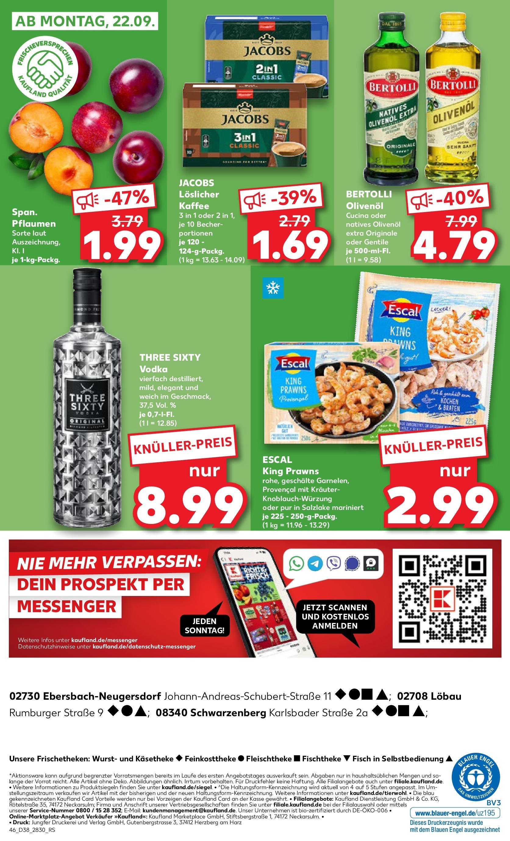 Prospekt Kaufland ab 17.09.2025 » Angebote Online zum Blättern | Seite: 46 | Produkte: Pflaumen, Kaffee, Olivenol, Wurst