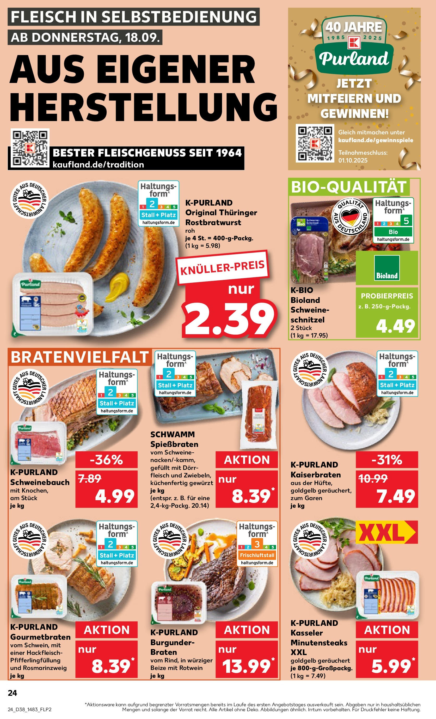 Prospekt Kaufland ab 17.09.2025 » Angebote Online zum Blättern | Seite: 24 | Produkte: Rotwein, Schweinebauch, Schnitzel, Fleisch