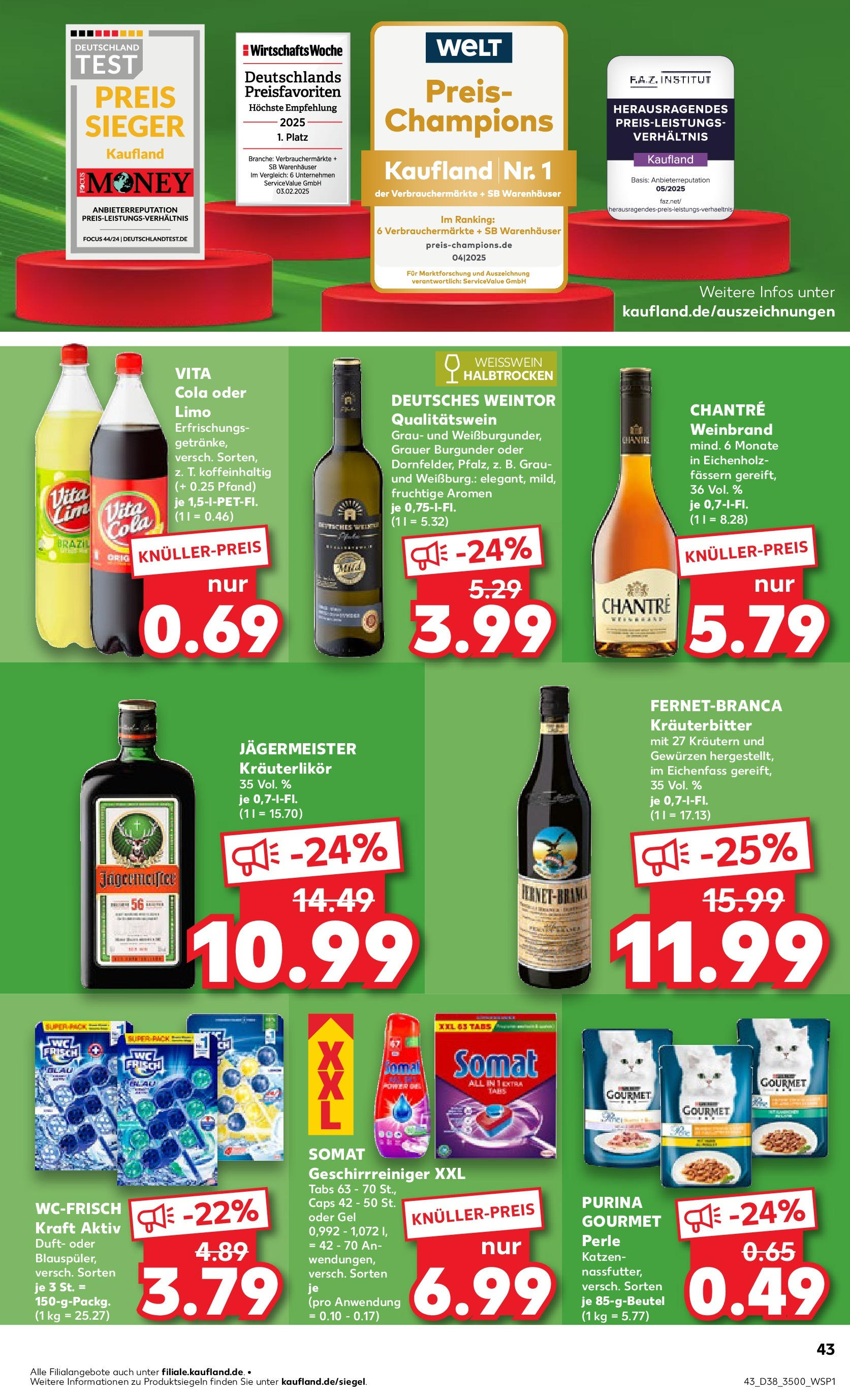 Prospekt Kaufland ab 17.09.2025 » Angebote Online zum Blättern | Seite: 43 | Produkte: Cola, Weißwein, Duft, Chantré